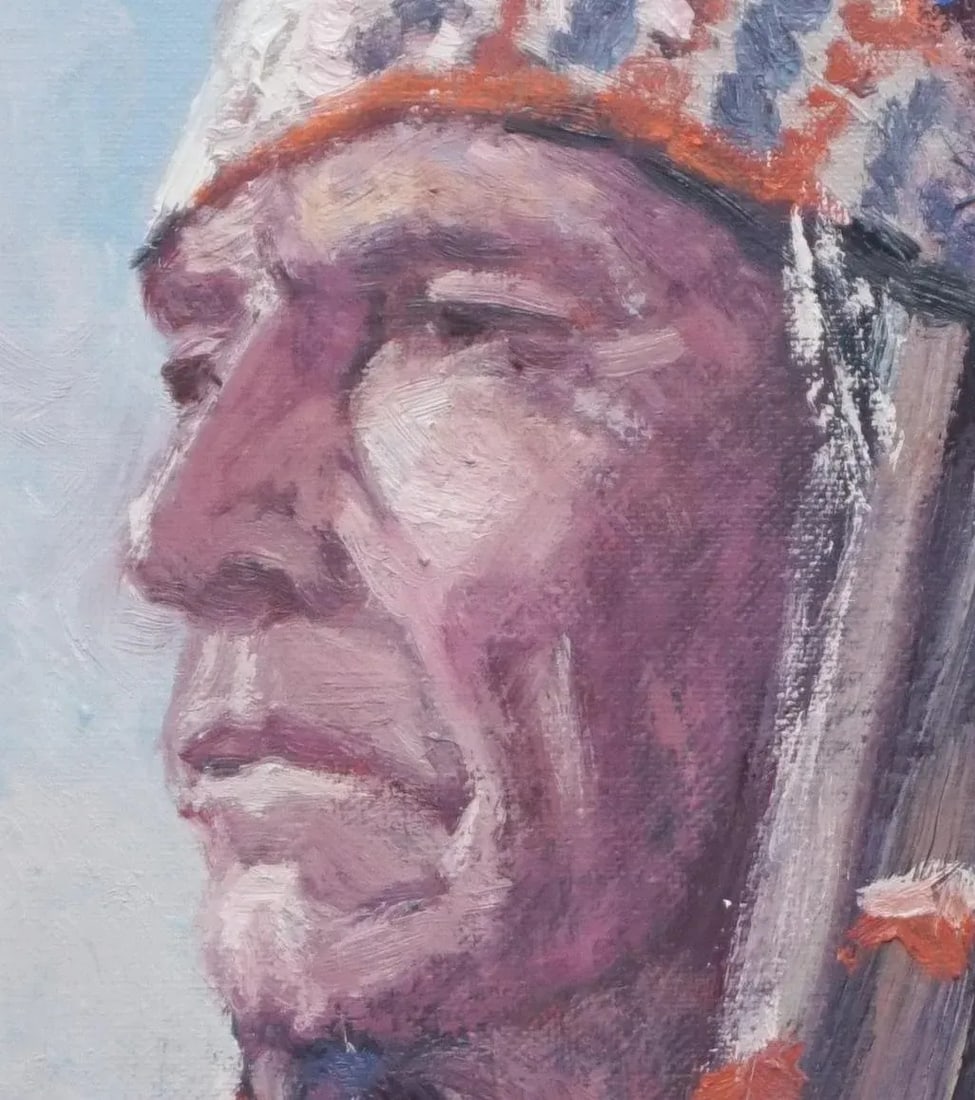 Sean Wu Original Oil Portrait of Indian Chief - 2