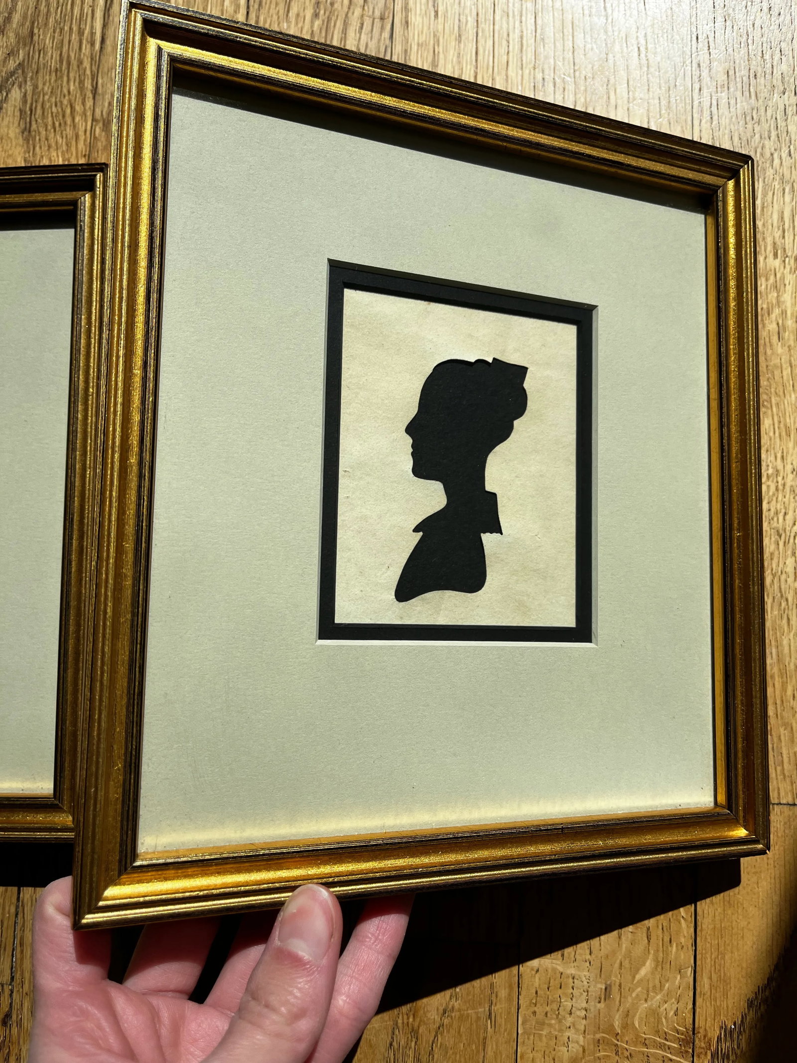 Early 19th Century Pair of Rare Antique Hollow-Cut Silhouettes in Vintage Frames - 7