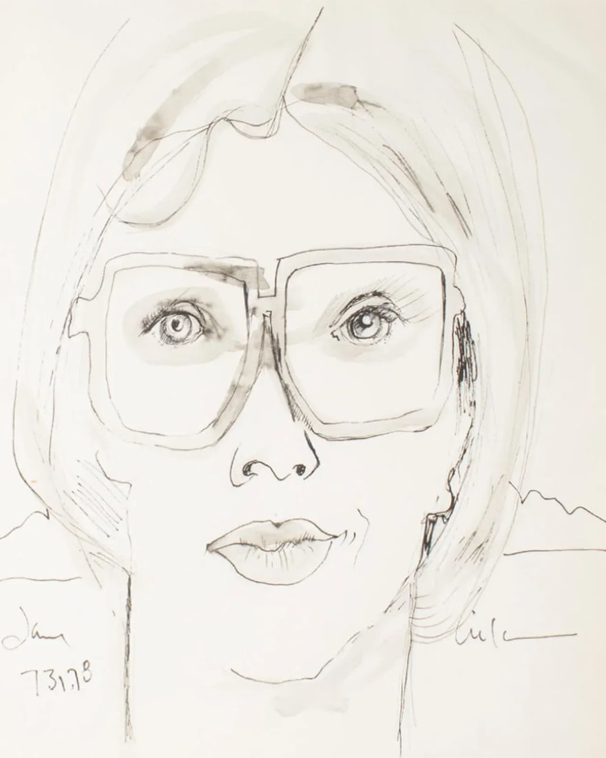 1978 "Jane" Ink Portrait Drawing by Harry Hilson - 2