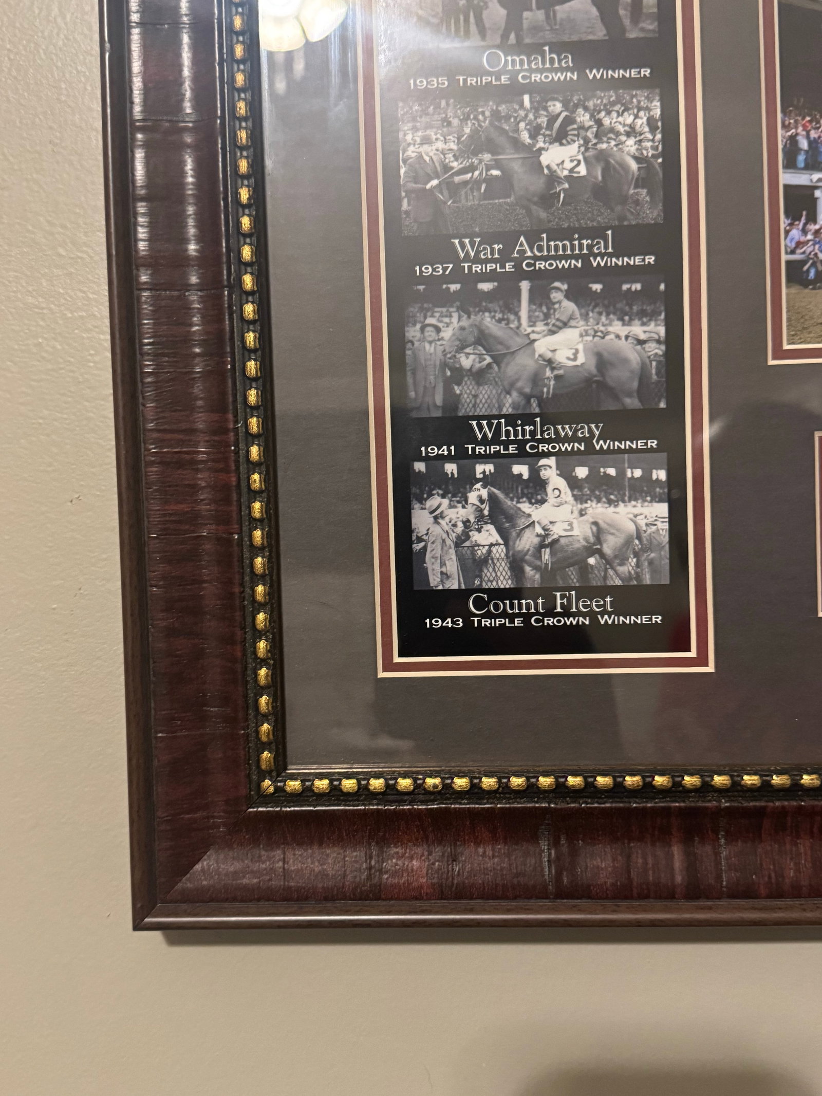 Framed Triple Crown Horse Racing Memorabilia Featuring American Pharoah & Historic Winners - 4