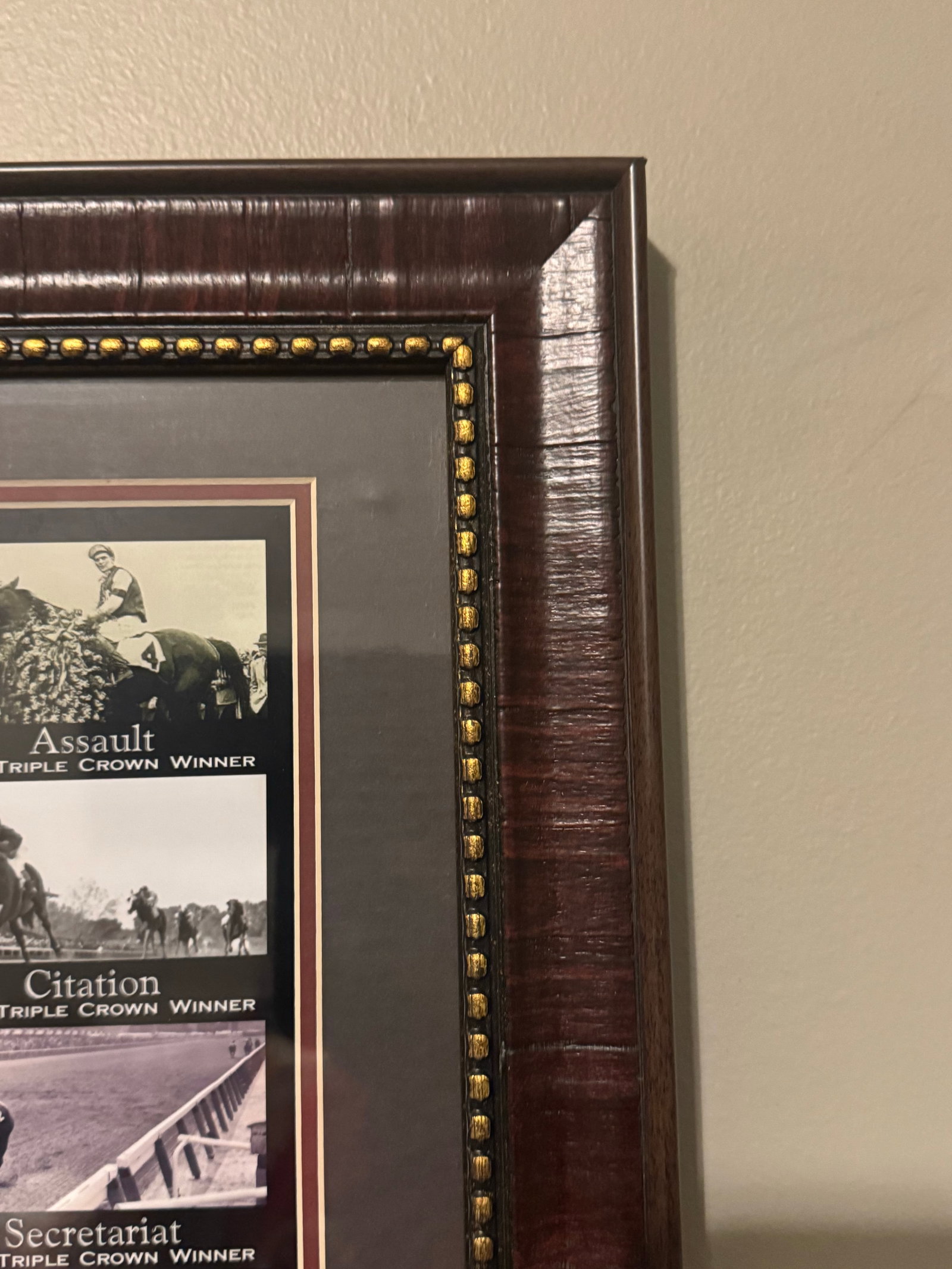 Framed Triple Crown Horse Racing Memorabilia Featuring American Pharoah & Historic Winners - 5