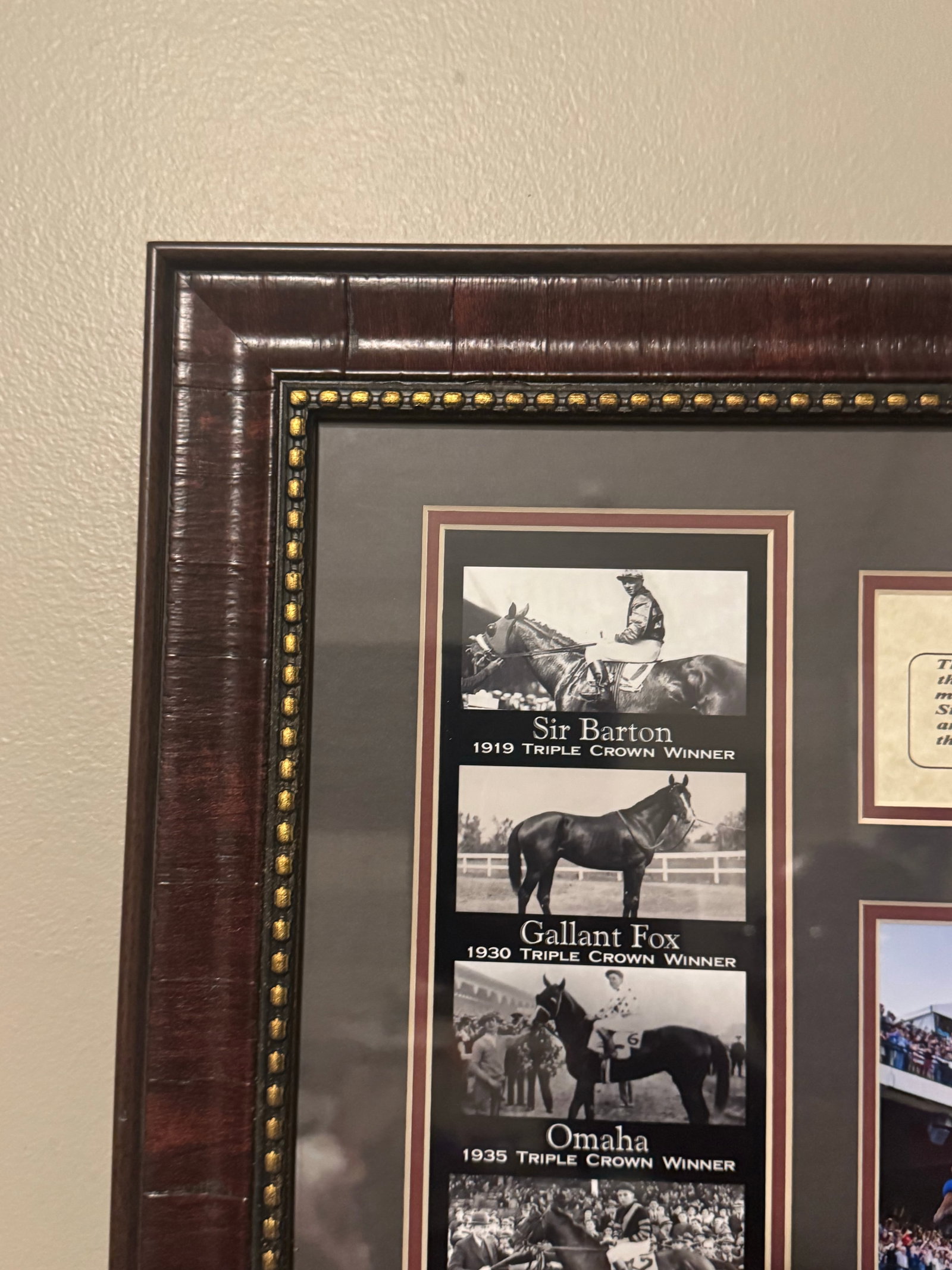 Framed Triple Crown Horse Racing Memorabilia Featuring American Pharoah & Historic Winners - 7