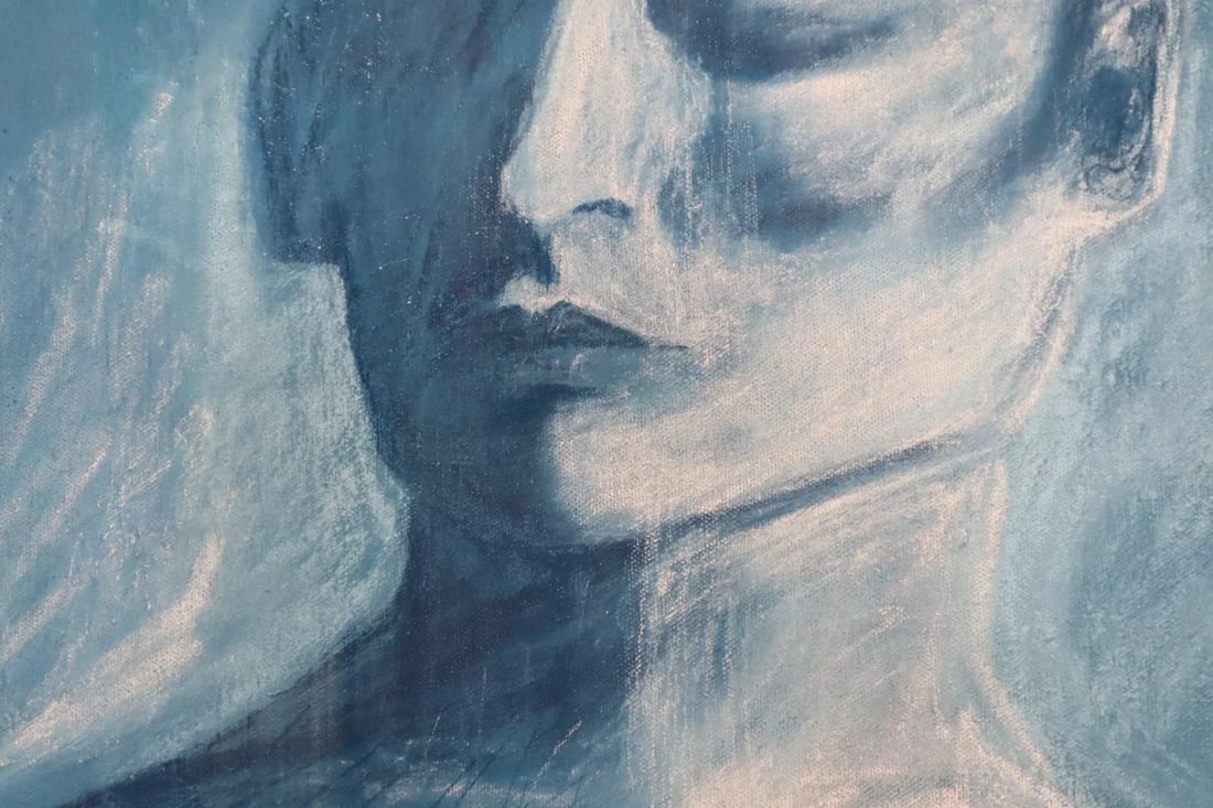 'Blue' - Oil Pastel Painting by Zamarys Rivera - 3