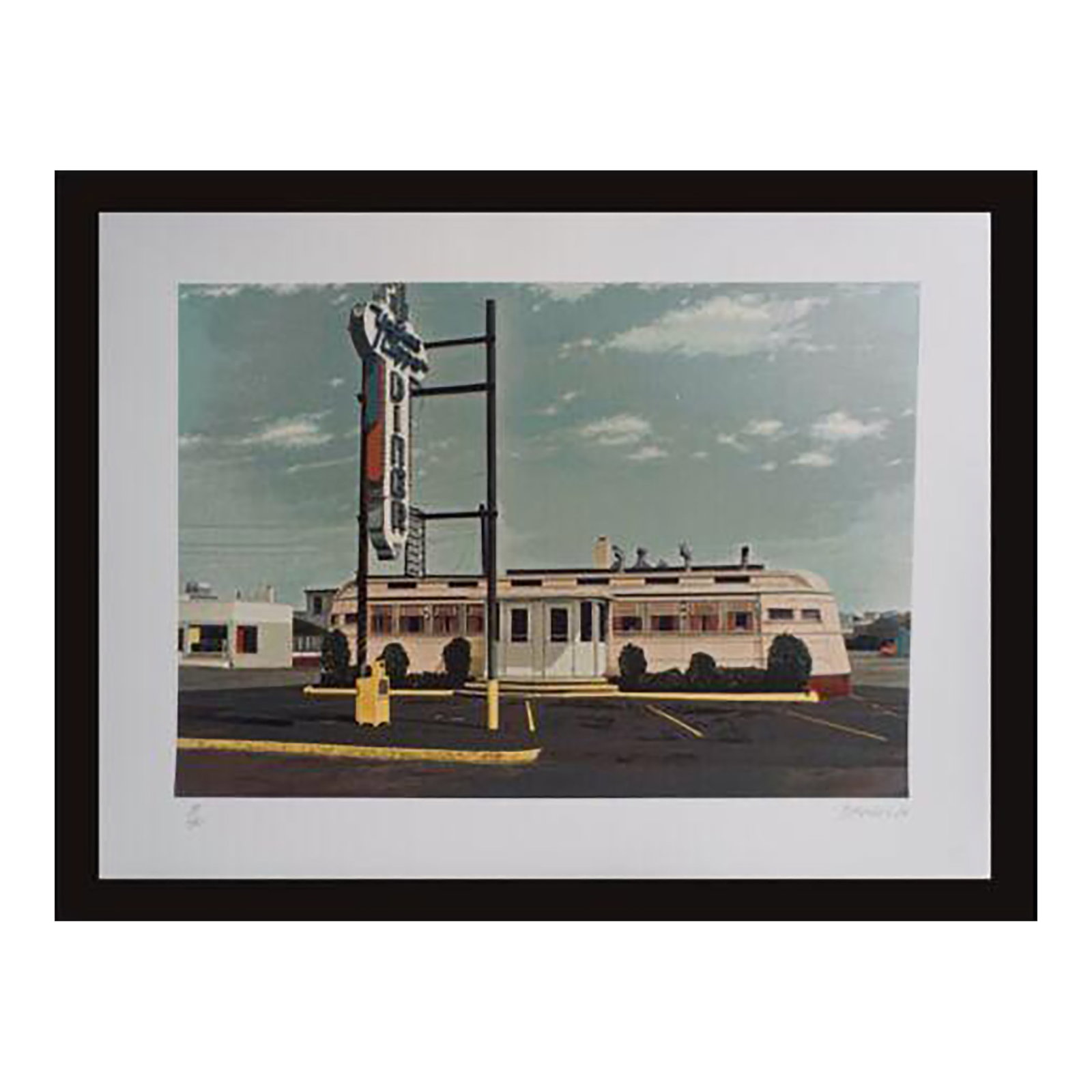1980s John Baeder Yankee Clipper Print: Artist: John Baeder Title: Yankee Clipper Medium: Screenprint Signed: Hand Signed Edition: From the edition of 250 Measurements: 22" x 30" Note: This piece is sold UNFRAMED Condition: Excellent. This