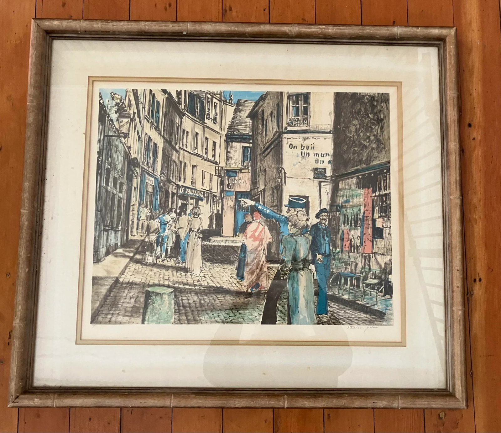 1930s Parisian Street Scene, Artists Proof by Etienne Julia. Signed & Framed - 2
