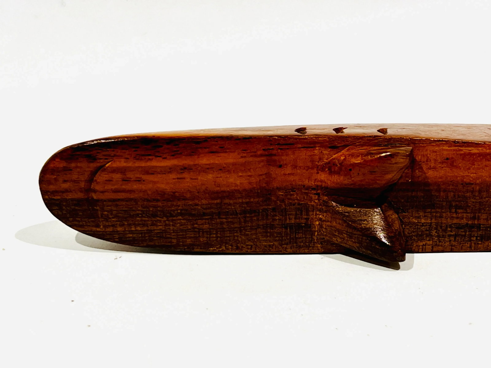 MCM Minimalist Shark Sculpture Teak Carving - 5