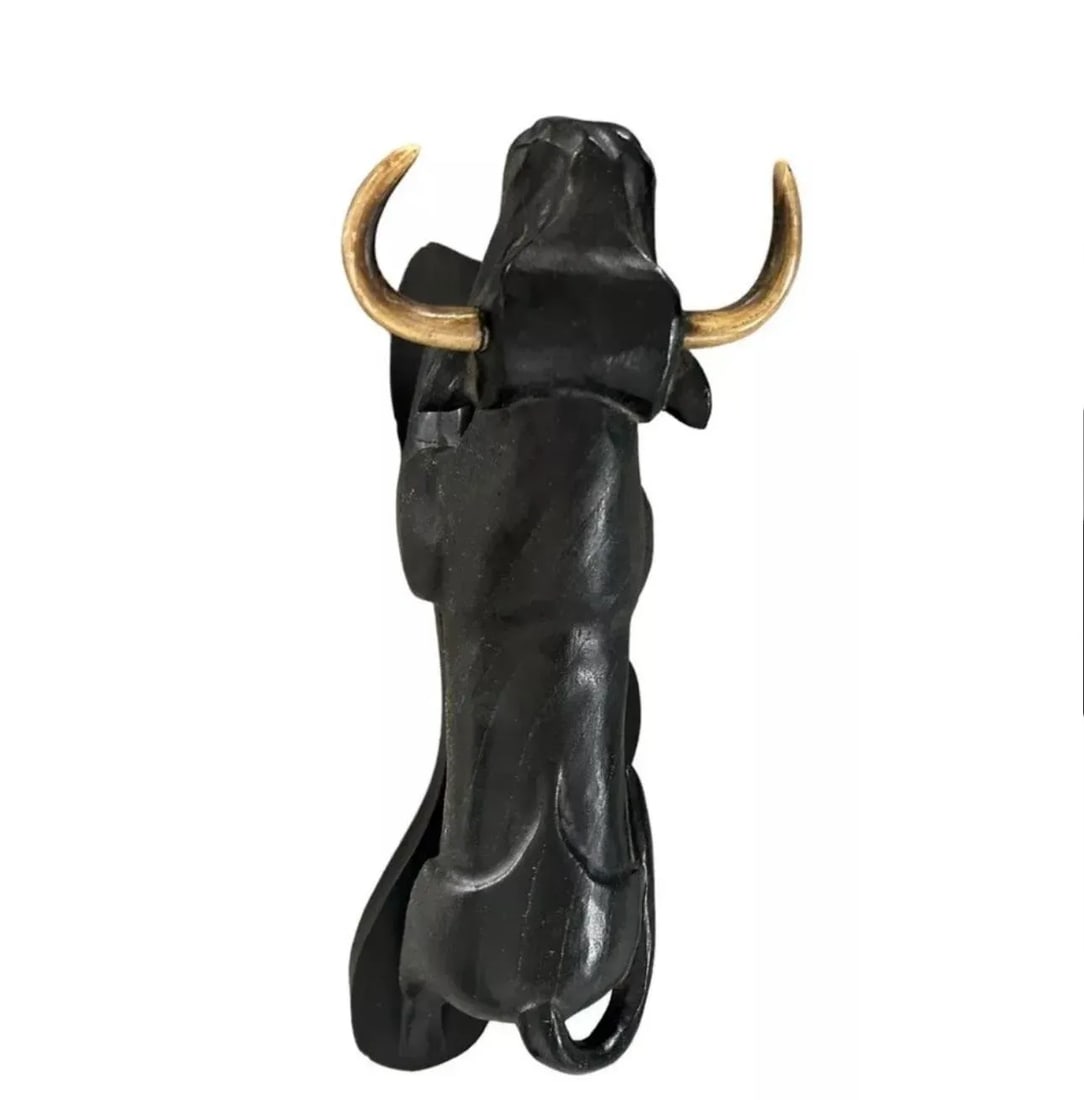 Vintage 1970s Wood Carved Bull Sculpture by Mexican Artist Jose Pinal - 6