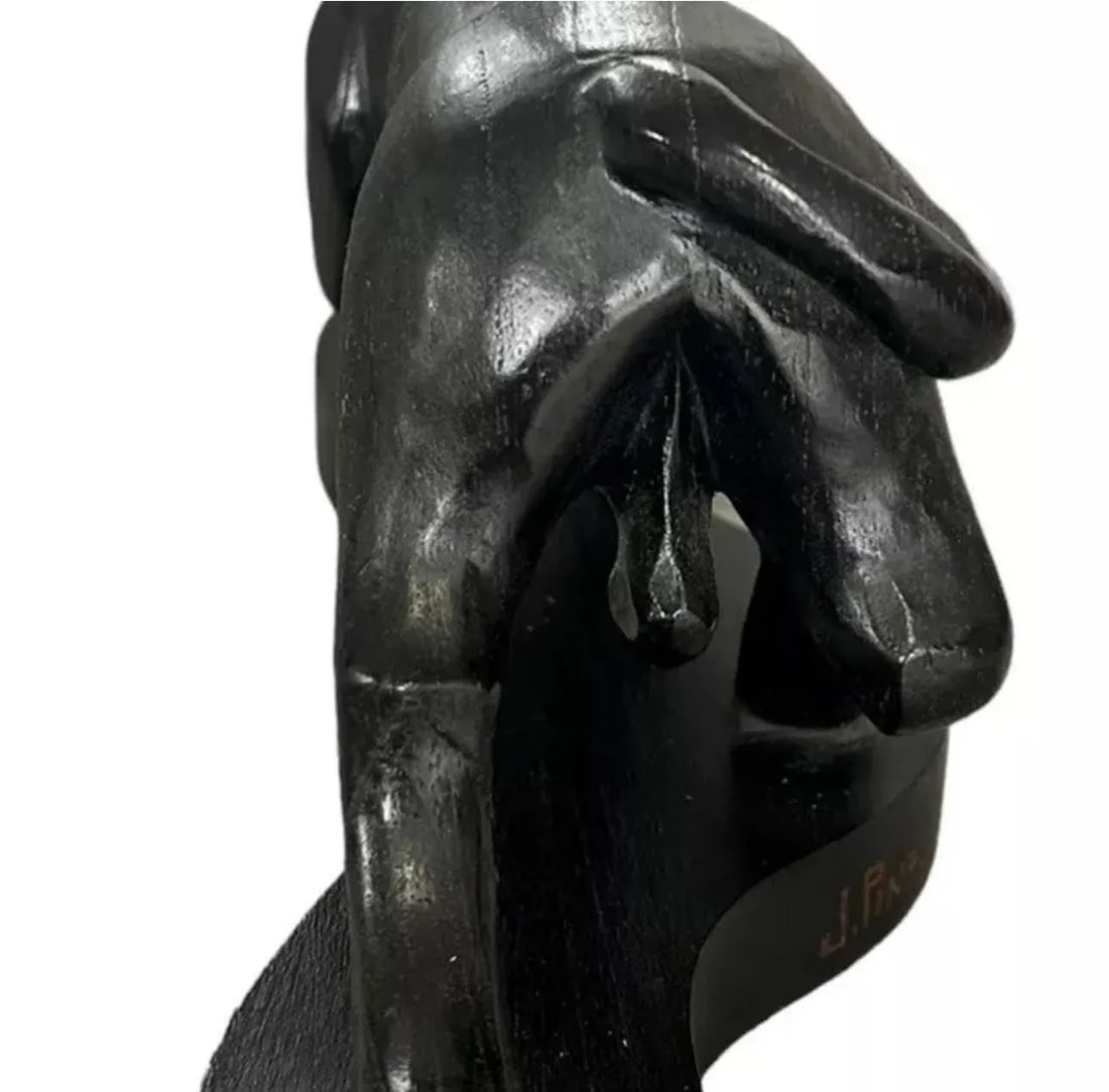 Vintage 1970s Wood Carved Bull Sculpture by Mexican Artist Jose Pinal - 7