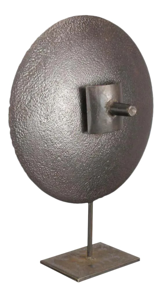 Hand-Hammered Iron Disc Sculpture With Center Handle (1 of 9)