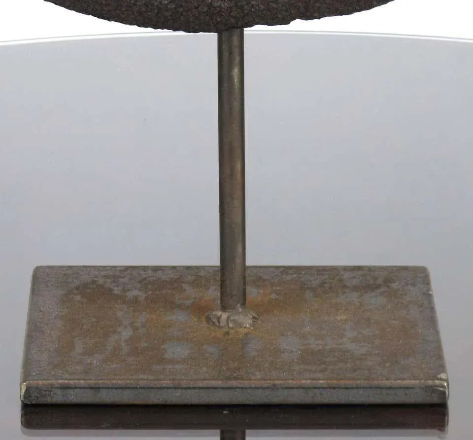 Hand-Hammered Iron Disc Sculpture With Center Handle - 6