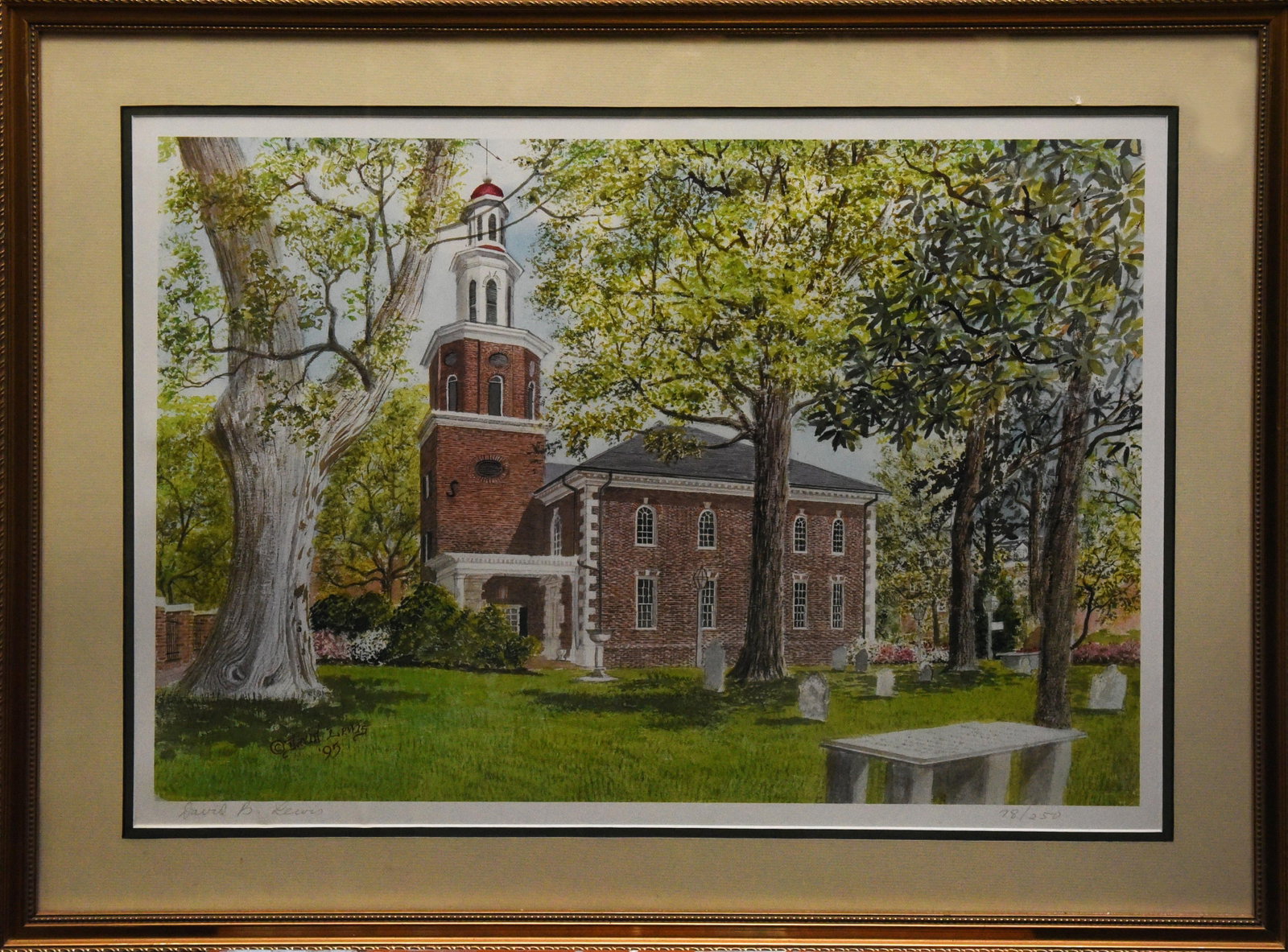 1990s Historic Church, Alexandria, Lithograph Framed (1 of 3)