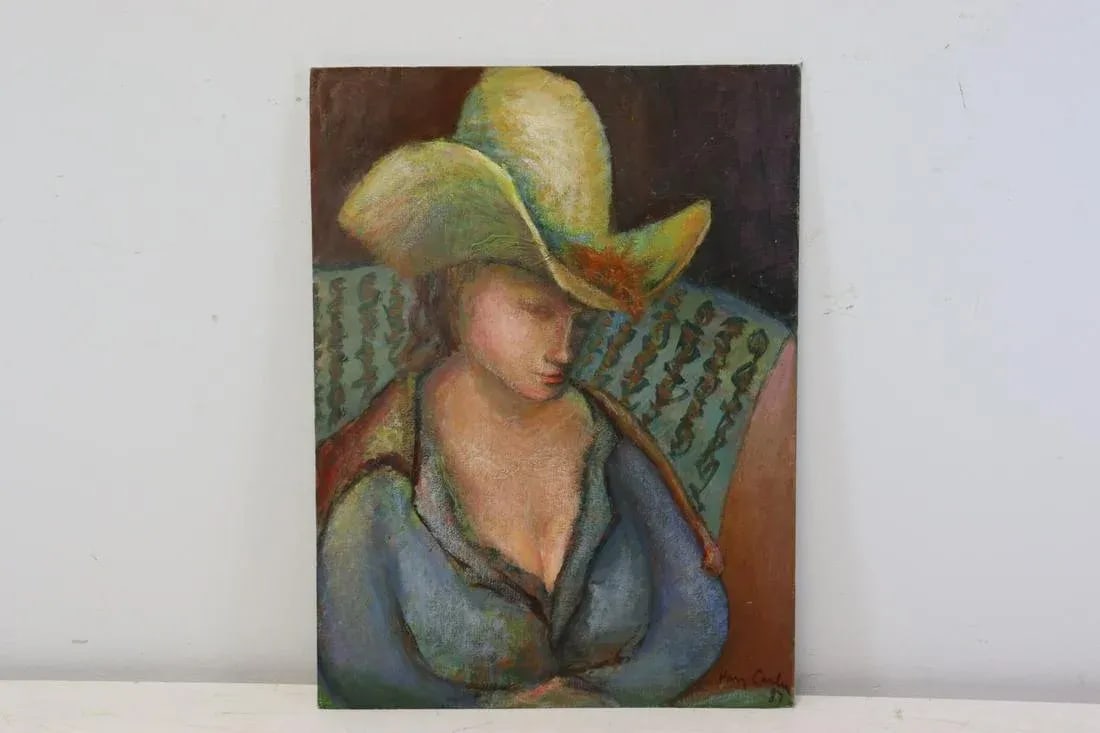 Harry Carlin "Lady in Hat" Painting - 2