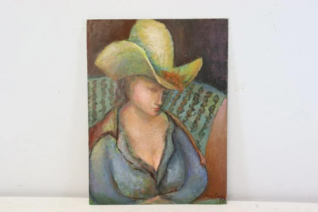 Harry Carlin "Lady in Hat" Painting - 5