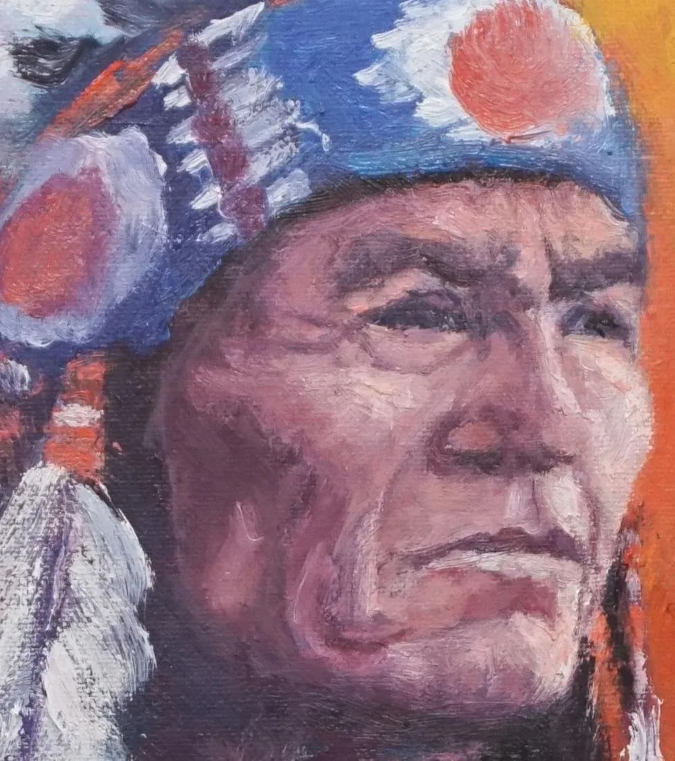Sean Wu Original Oil Portrait of Indian Chief - 2