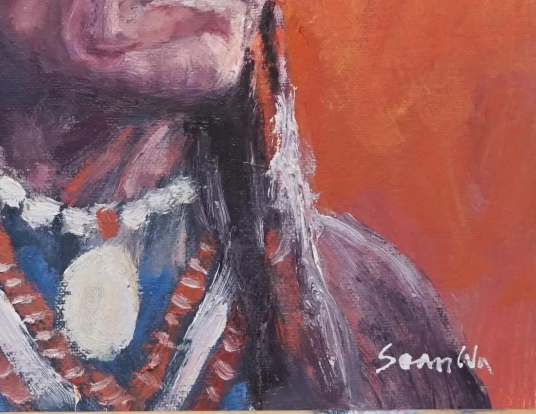 Sean Wu Original Oil Portrait of Indian Chief - 4