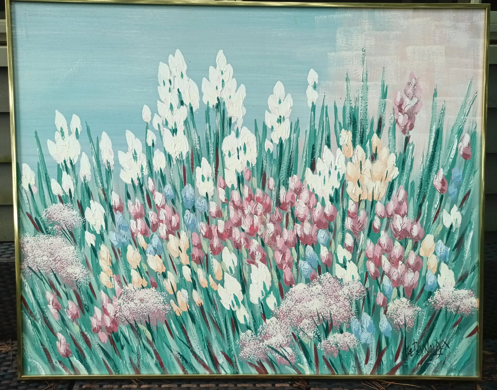 1980s Lee Reynolds Flower Painting, Framed - 2