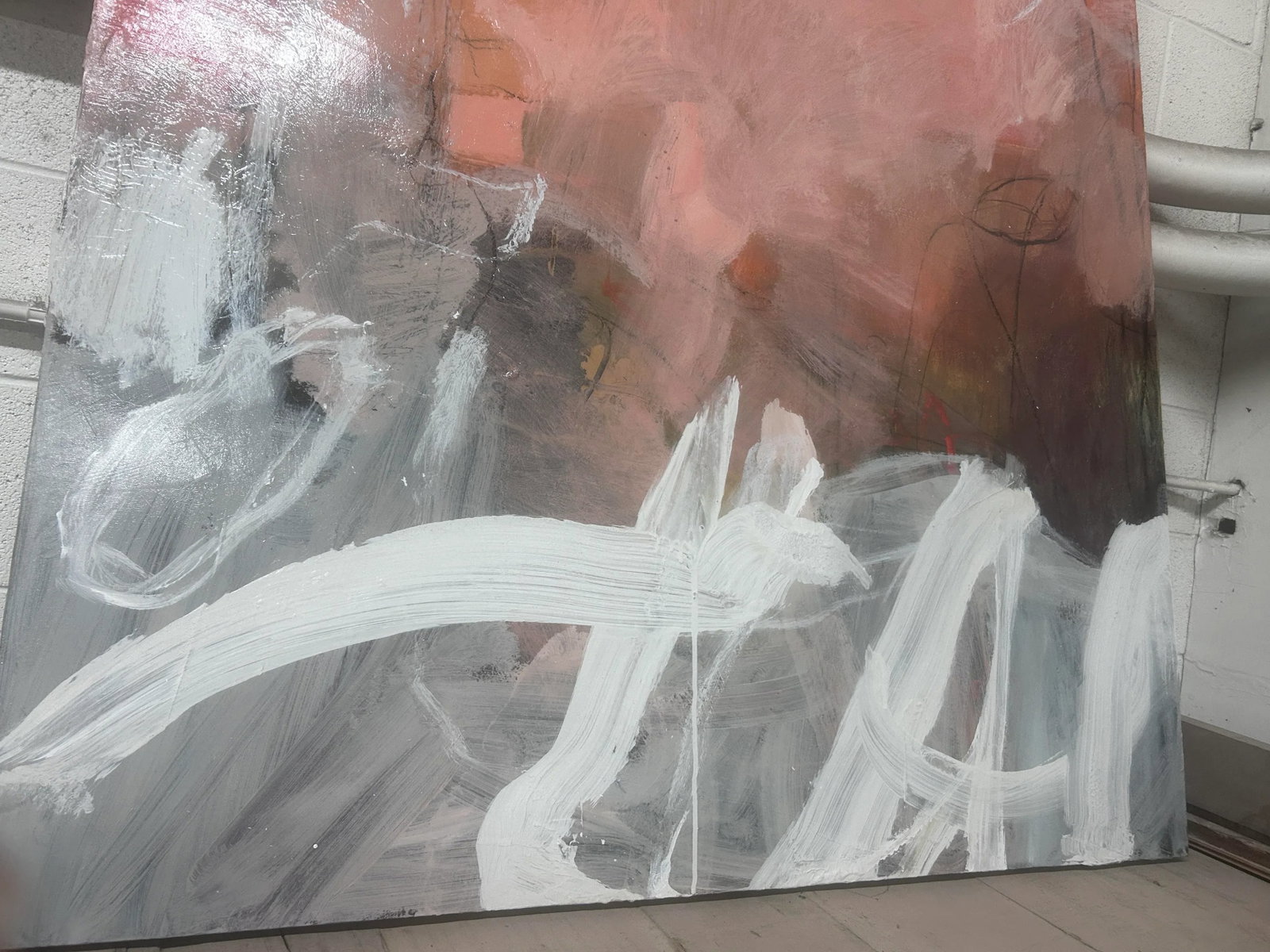 1990s Vintage Large 60" H Original Abstract Painting - 13