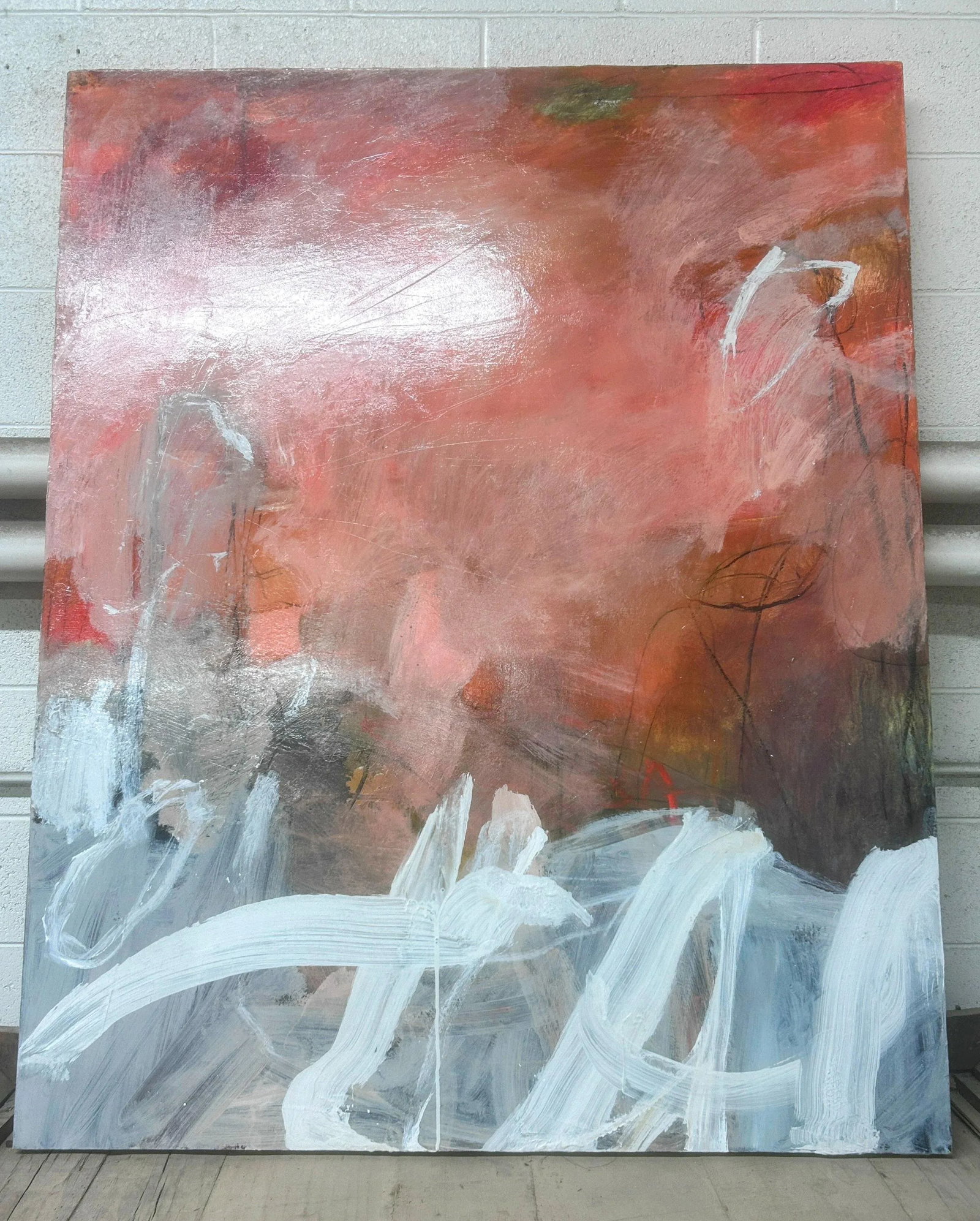 1990s Vintage Large 60" H Original Abstract Painting - 6