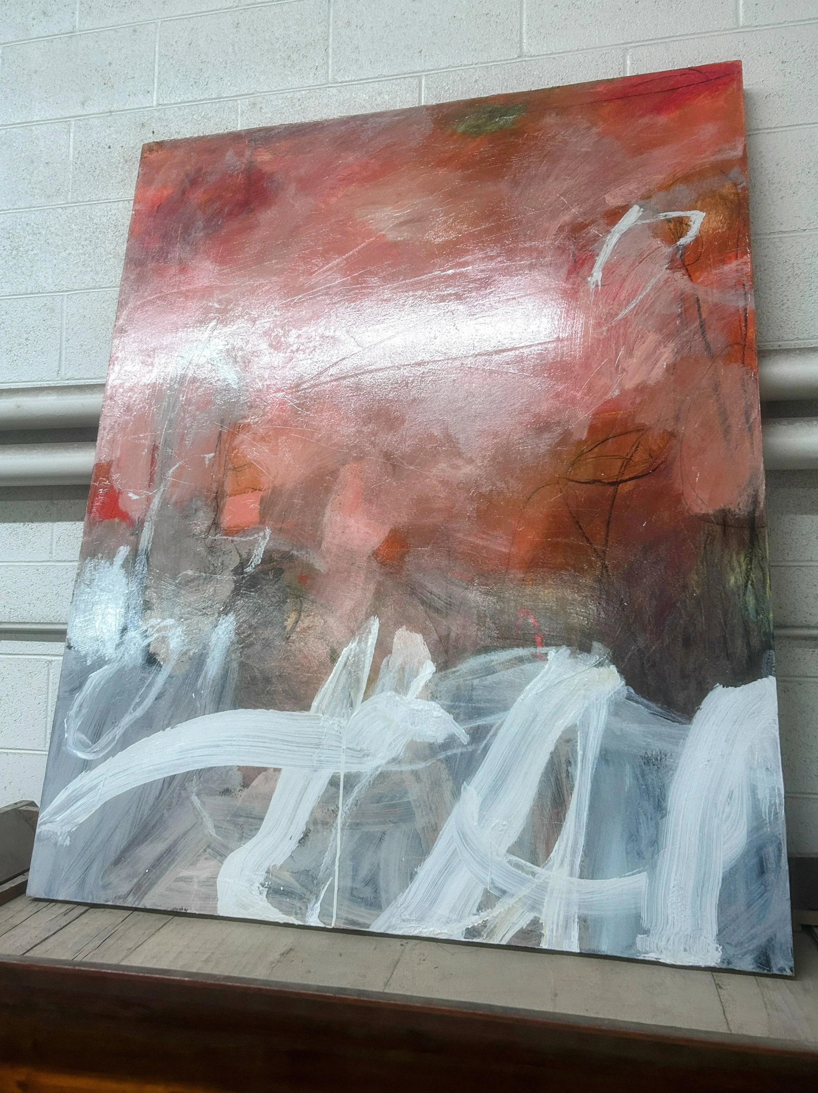 1990s Vintage Large 60" H Original Abstract Painting - 7