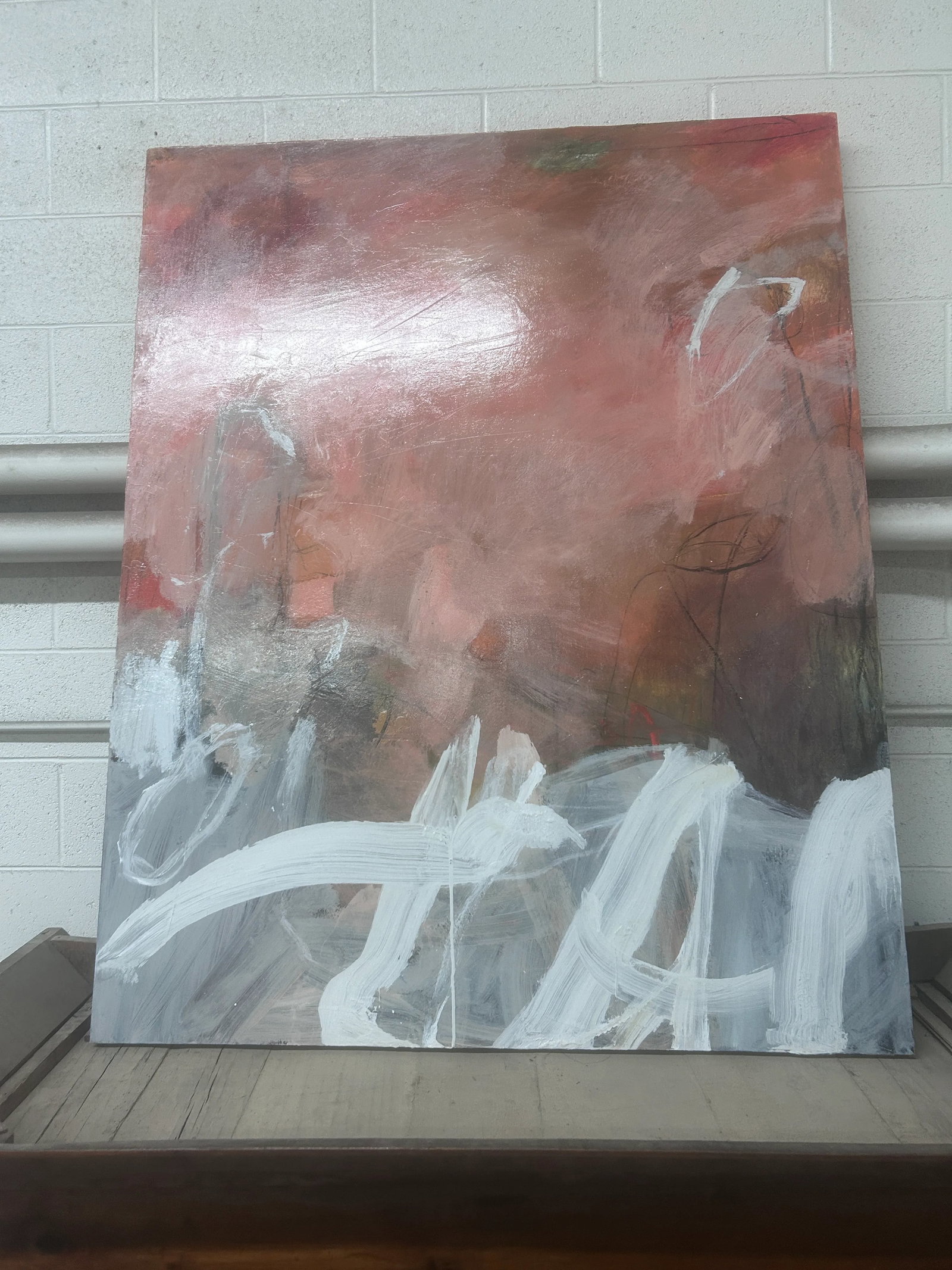 1990s Vintage Large 60" H Original Abstract Painting - 8