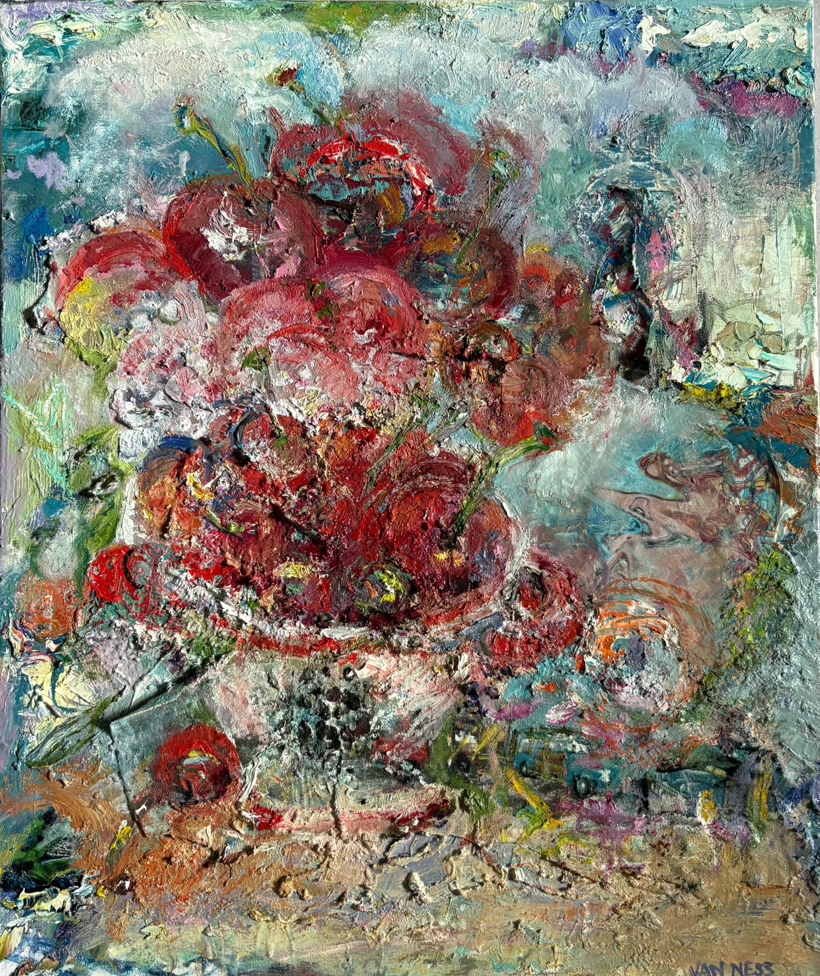 "Cherry Bomb", Original Oil Paintings, Abstract, Expressionism, by Van Ness - 6