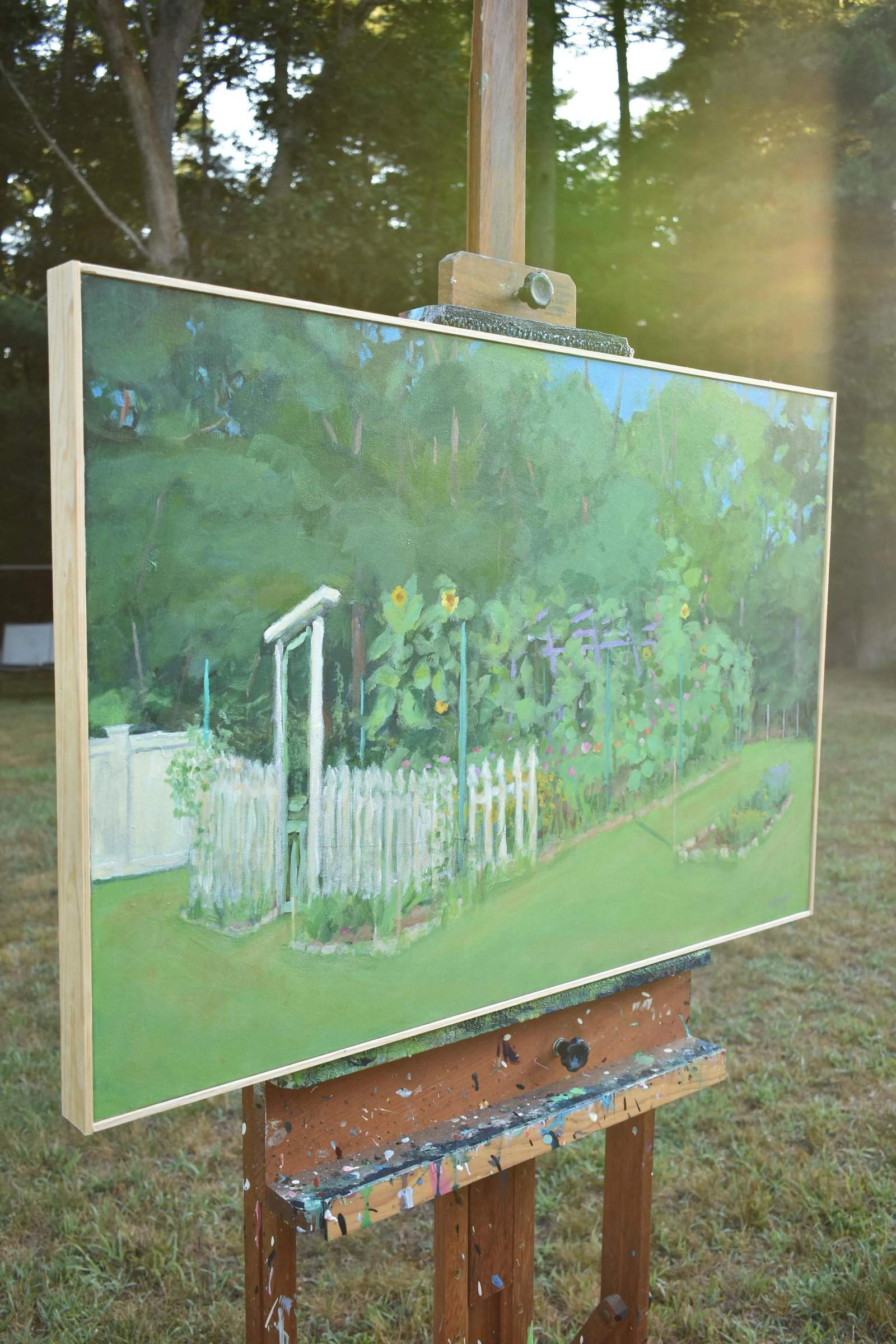 Contemporary Plein Air Painting, the Early Morning Garden, by Stephen Remick, Framed - 10