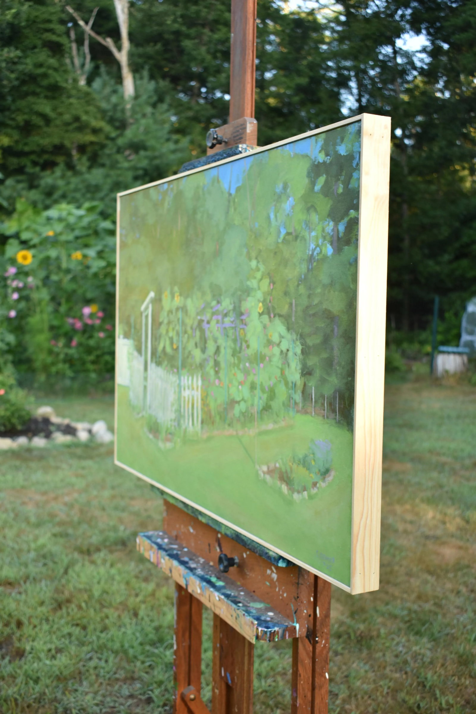 Contemporary Plein Air Painting, the Early Morning Garden, by Stephen Remick, Framed - 11