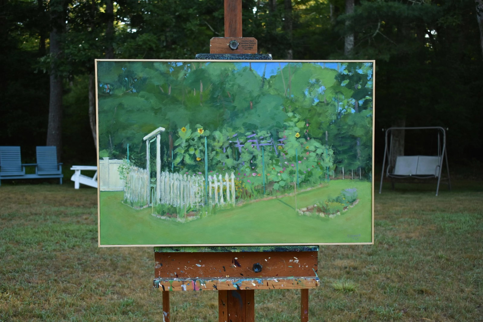 Contemporary Plein Air Painting, the Early Morning Garden, by Stephen Remick, Framed - 13