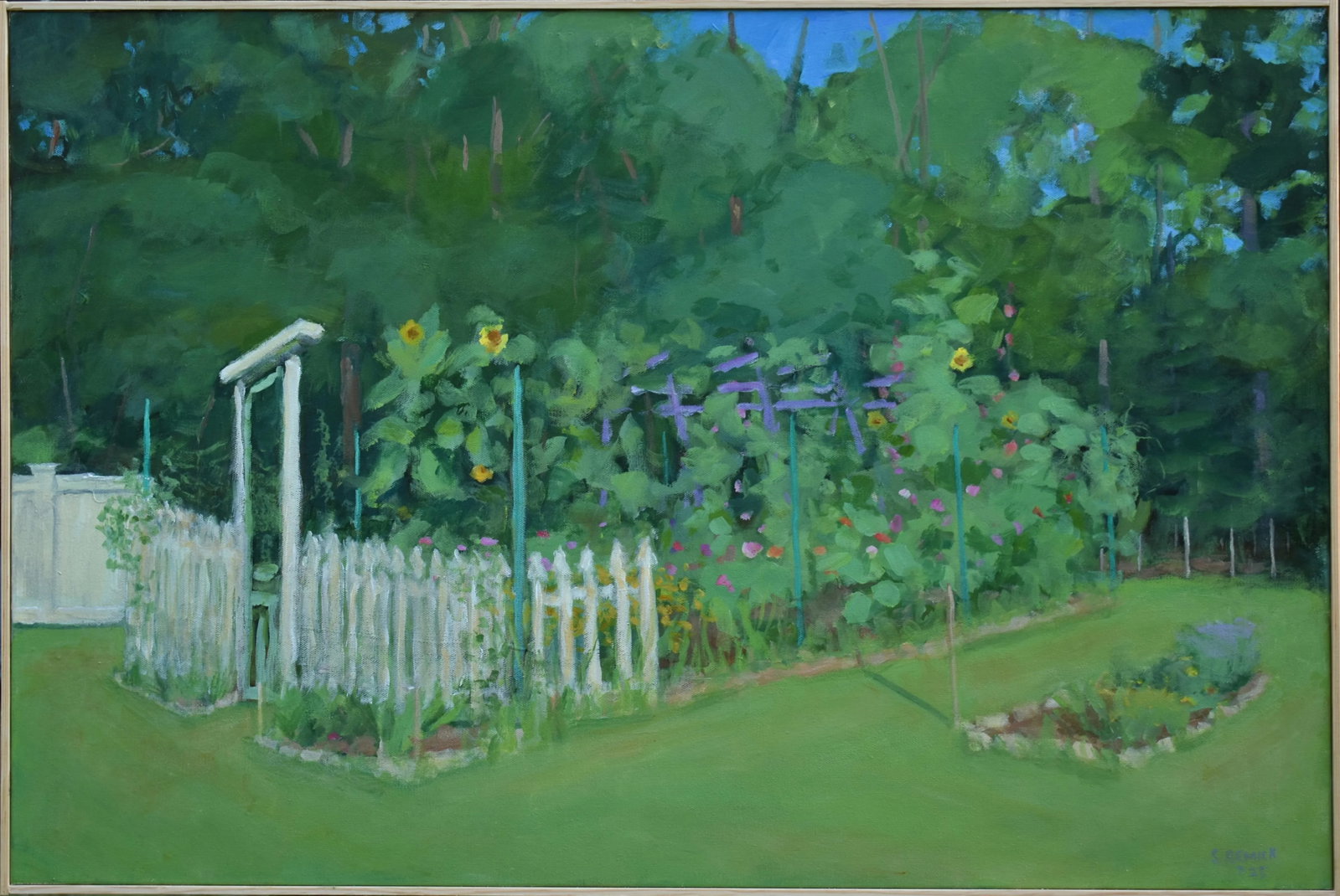 Contemporary Plein Air Painting, the Early Morning Garden, by Stephen Remick, Framed (1 of 13)