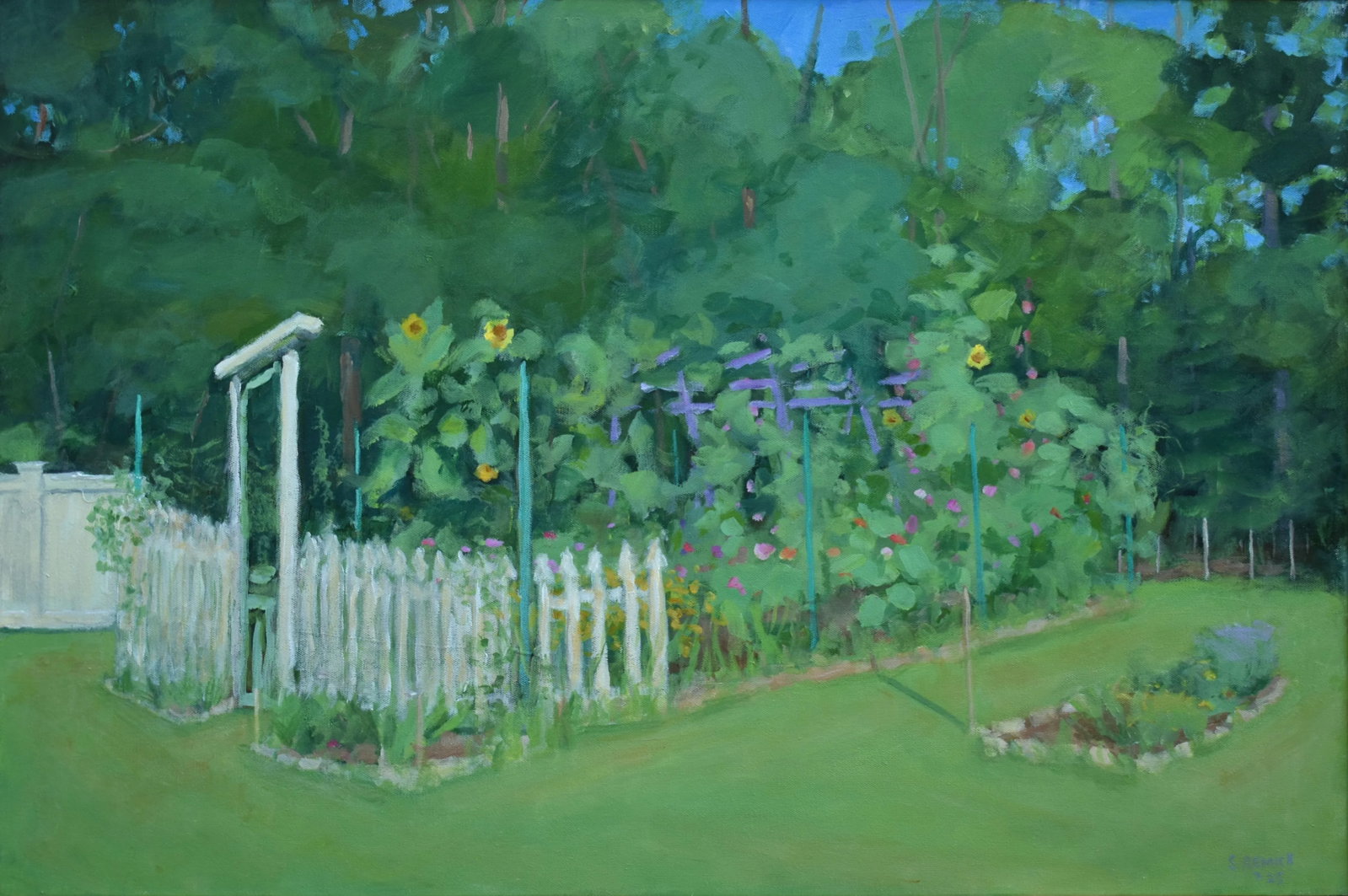 Contemporary Plein Air Painting, the Early Morning Garden, by Stephen Remick, Framed - 2
