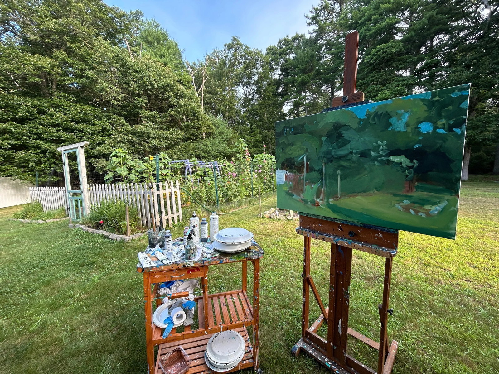 Contemporary Plein Air Painting, the Early Morning Garden, by Stephen Remick, Framed - 3