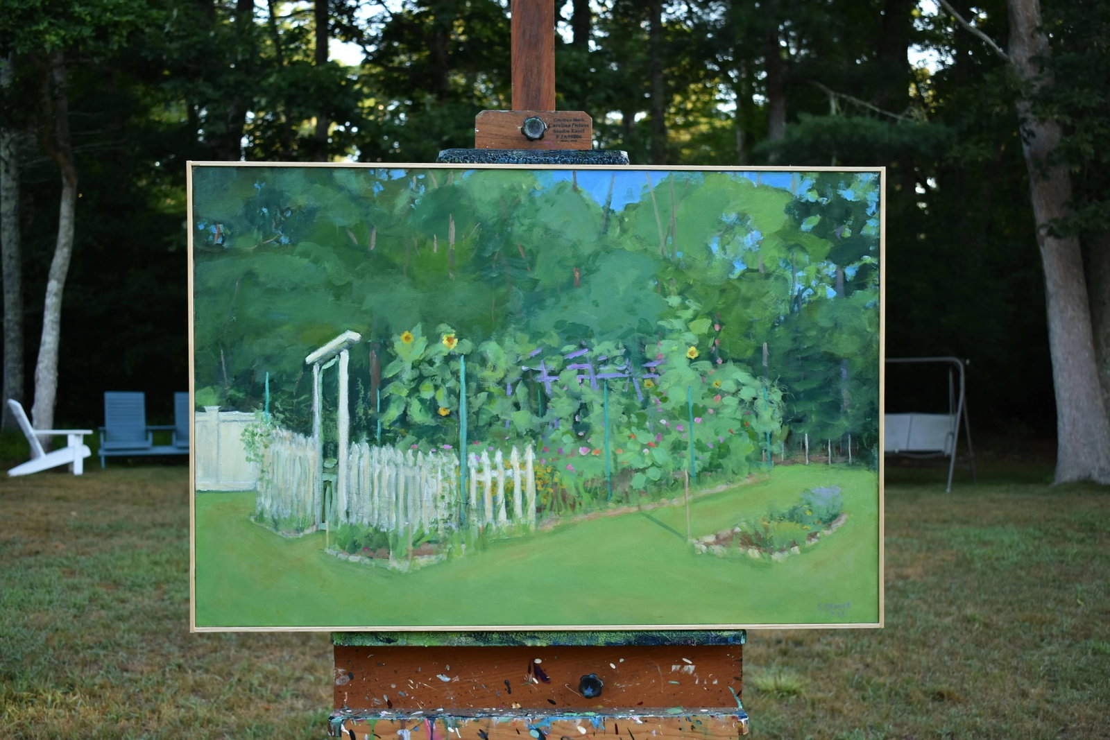 Contemporary Plein Air Painting, the Early Morning Garden, by Stephen Remick, Framed - 4