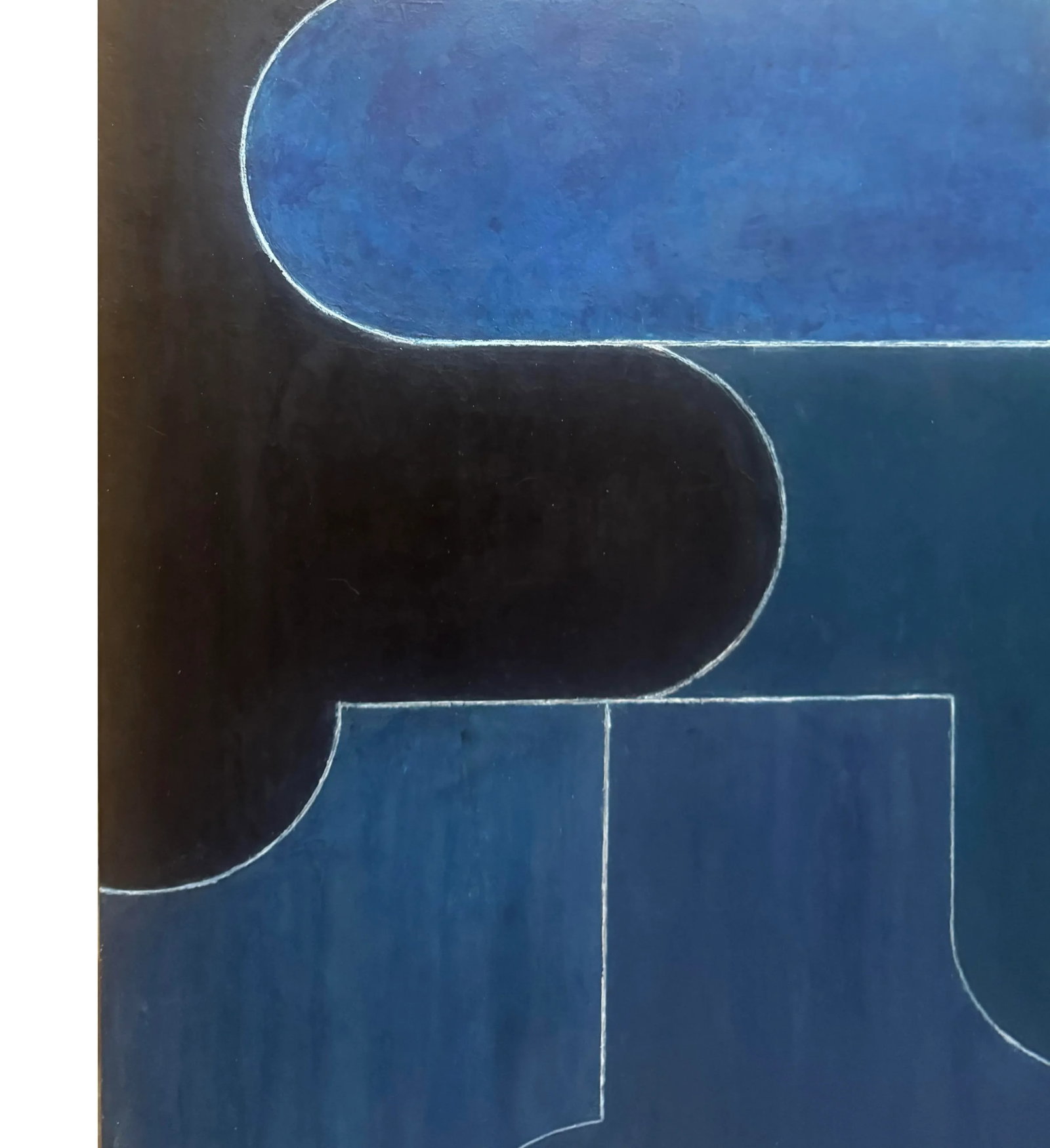 Contemporary Geometric Abstract Oil and Cold Wax Painting Green Blue Black by Stephen Cimini - 3