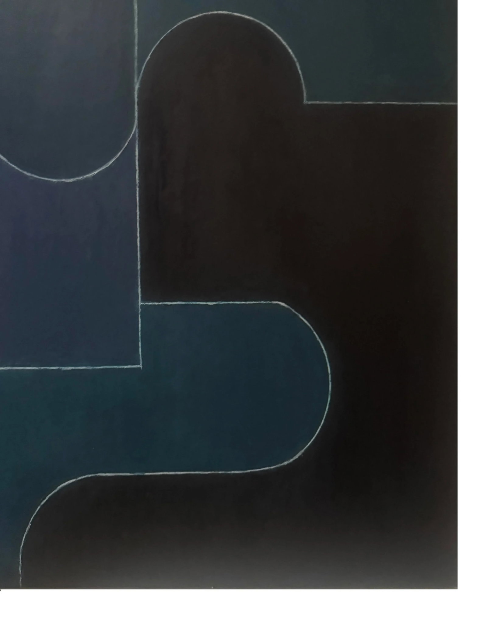 Contemporary Geometric Abstract Oil and Cold Wax Painting Green Blue Black by Stephen Cimini - 5