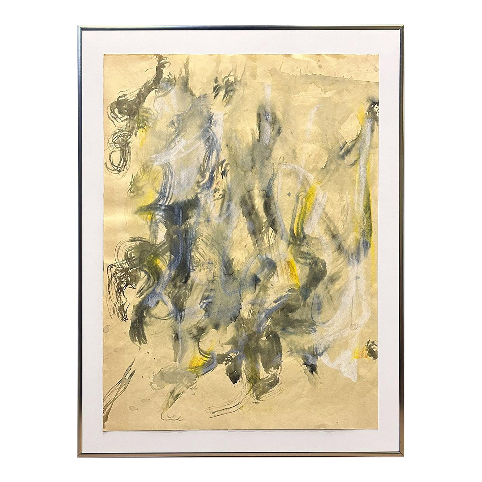 Robert Berks Original Mid-Century Abstract Painting 18 X 24, Framed: An original abstract watercolor and pastel painting on paper by Robert Berks. 18 x 24 inches. This piece was acquired directly from his estate. It is not signed or dated. Robert Berks (1922 - 2011)