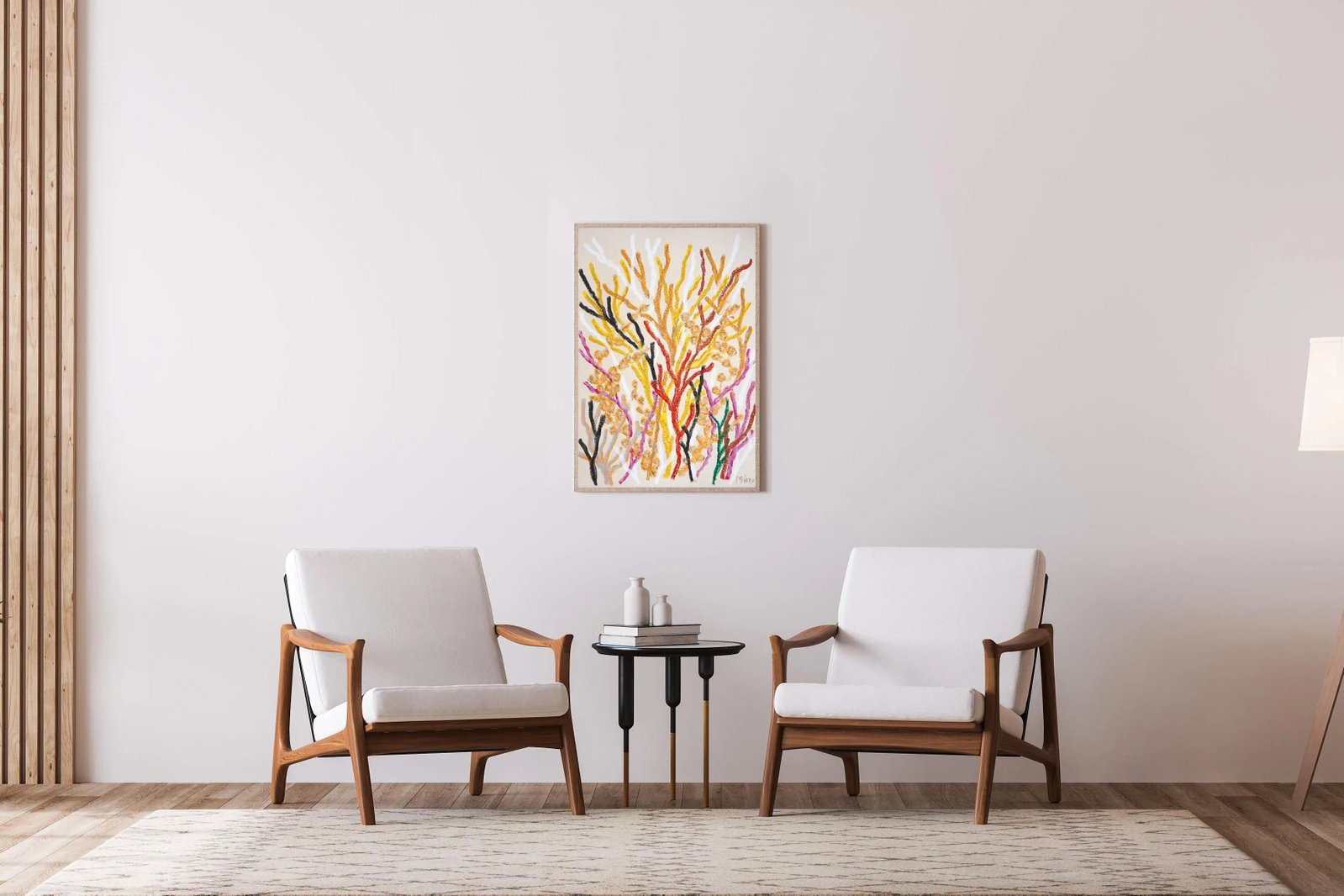 2025, Abstract Organic Seascape, Coral Forest, Orange Marine Flora, Gouache Crayon on Watercolor Pap - 4