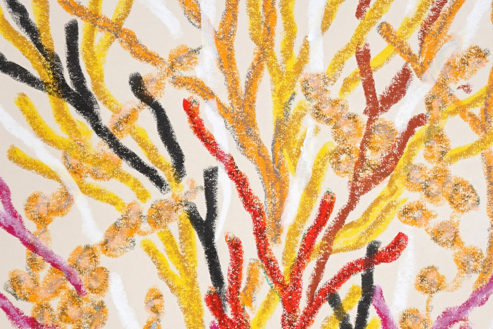 2025, Abstract Organic Seascape, Coral Forest, Orange Marine Flora, Gouache Crayon on Watercolor Pap - 5