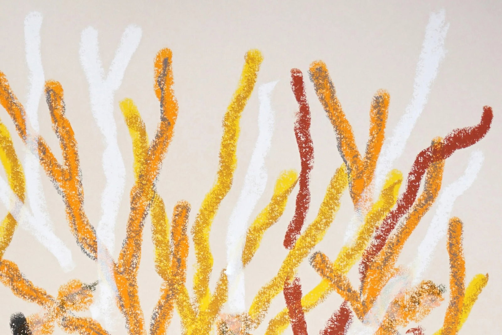 2025, Abstract Organic Seascape, Coral Forest, Orange Marine Flora, Gouache Crayon on Watercolor Pap - 8