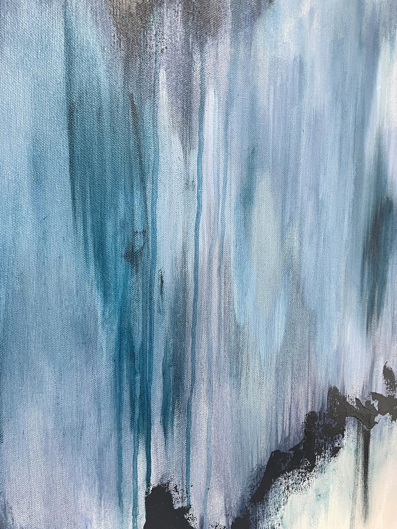 Large Indigo Blue and White Abstract Expression Textured Painting - 3