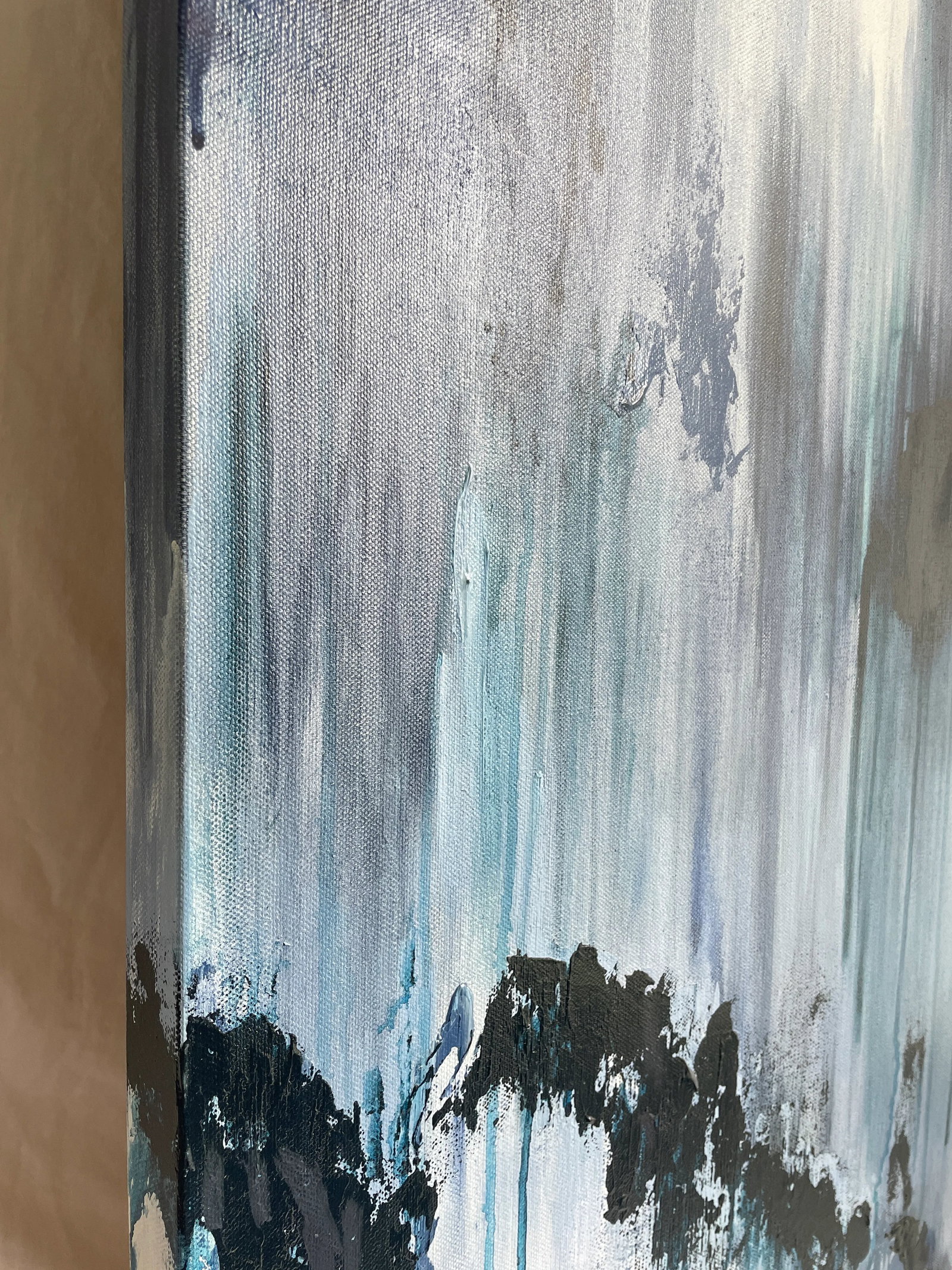 Large Indigo Blue and White Abstract Expression Textured Painting - 5
