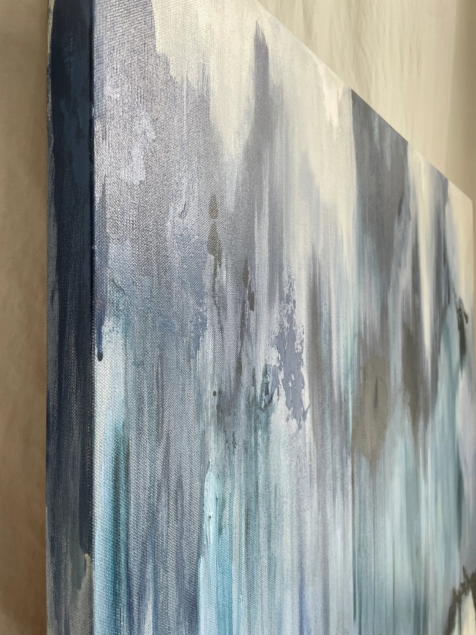 Large Indigo Blue and White Abstract Expression Textured Painting - 6