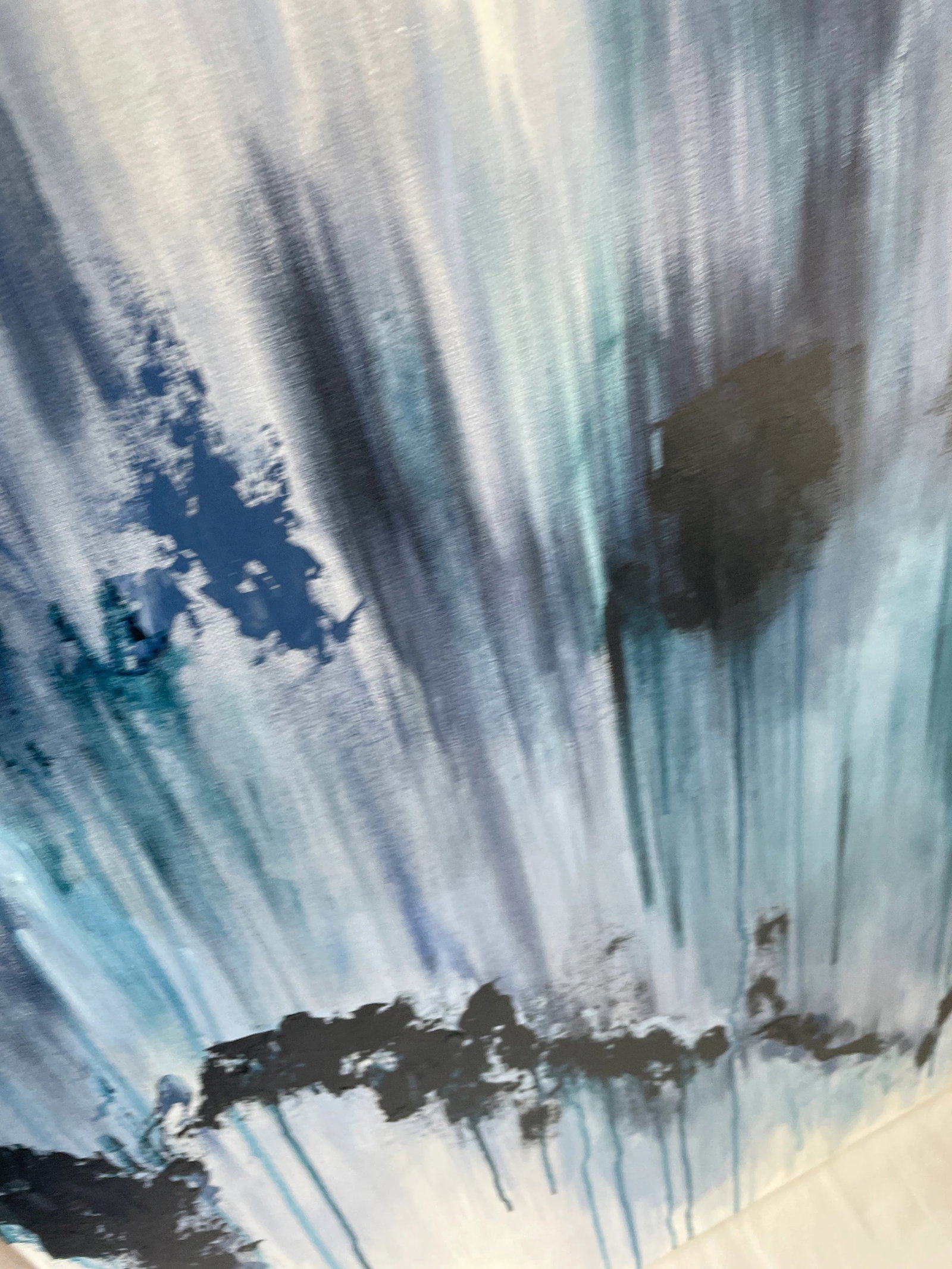 Large Indigo Blue and White Abstract Expression Textured Painting - 7