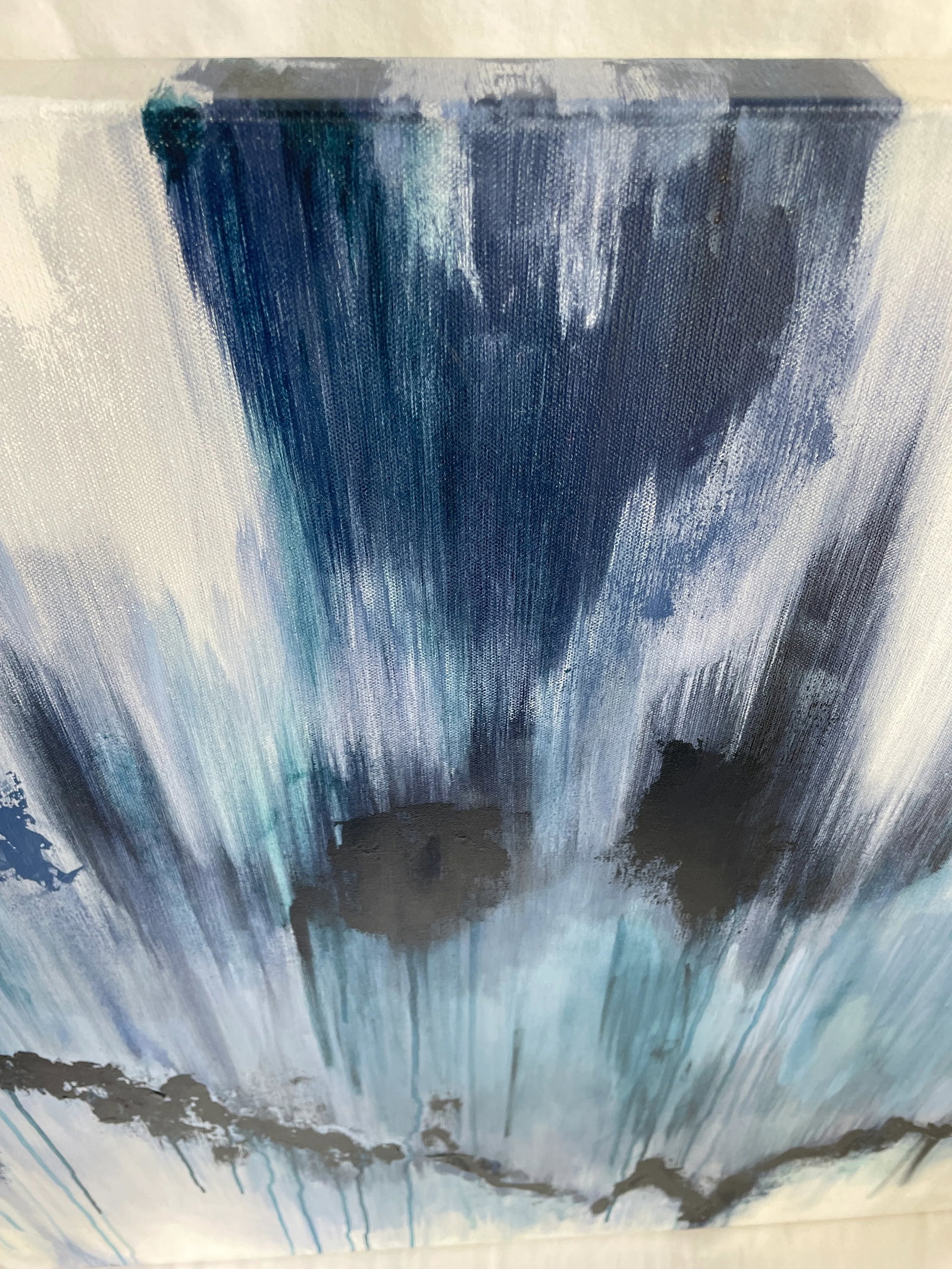 Large Indigo Blue and White Abstract Expression Textured Painting - 8