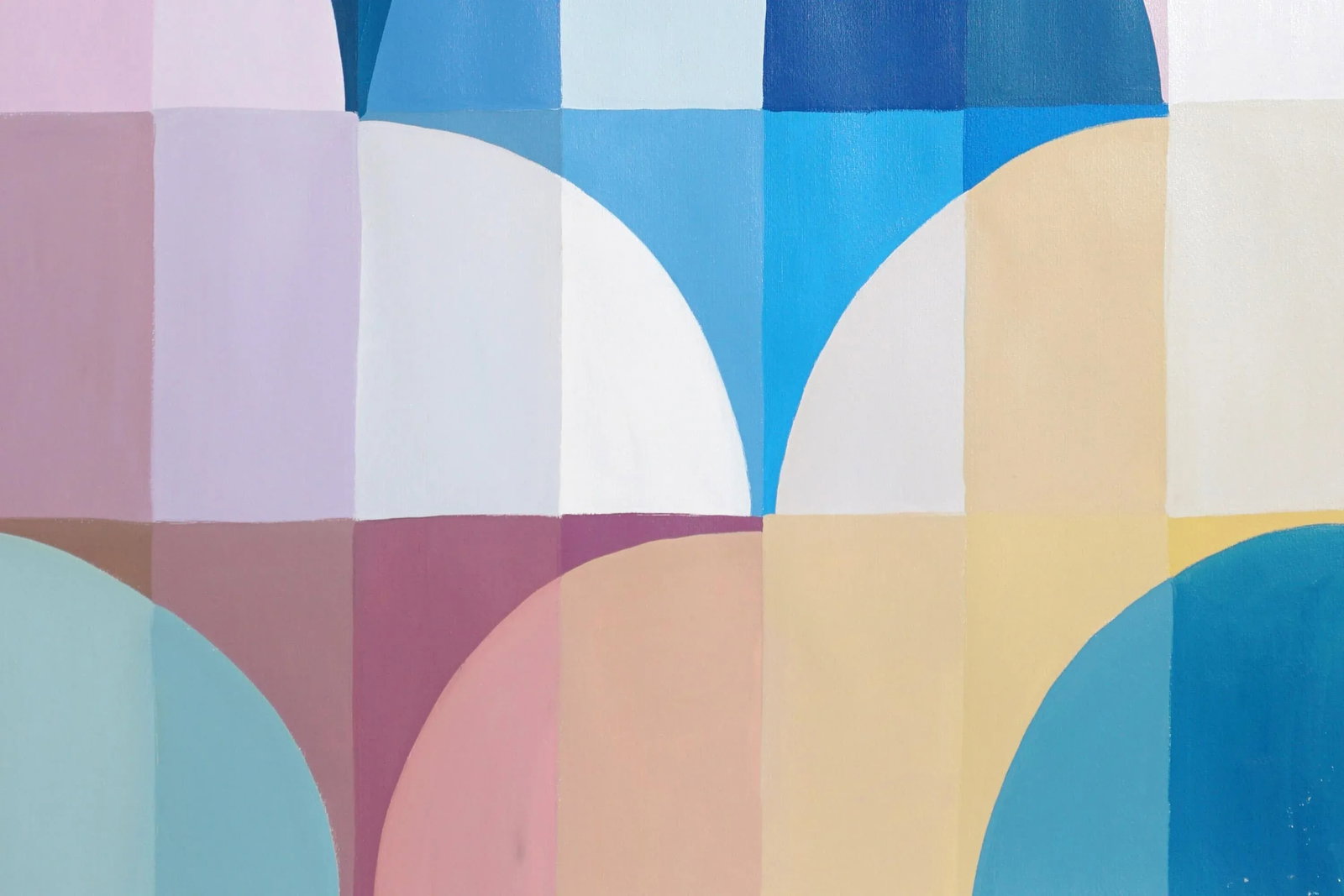 2025, Abstract Geometric Painting, Bauhaus Arches and Curves, Pink Dawn, Acrylic Painting on Waterco - 8
