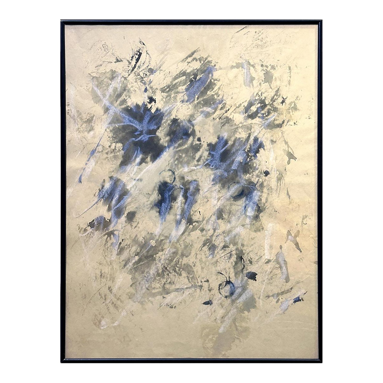 Robert Berks Original Mid-Century Abstract Painting 18 X 24, Framed: An original abstract watercolor and pastel painting on paper by Robert Berks. 18 x 24 inches framed in black aluminum. This piece was acquired directly from his estate. Influences include Joan