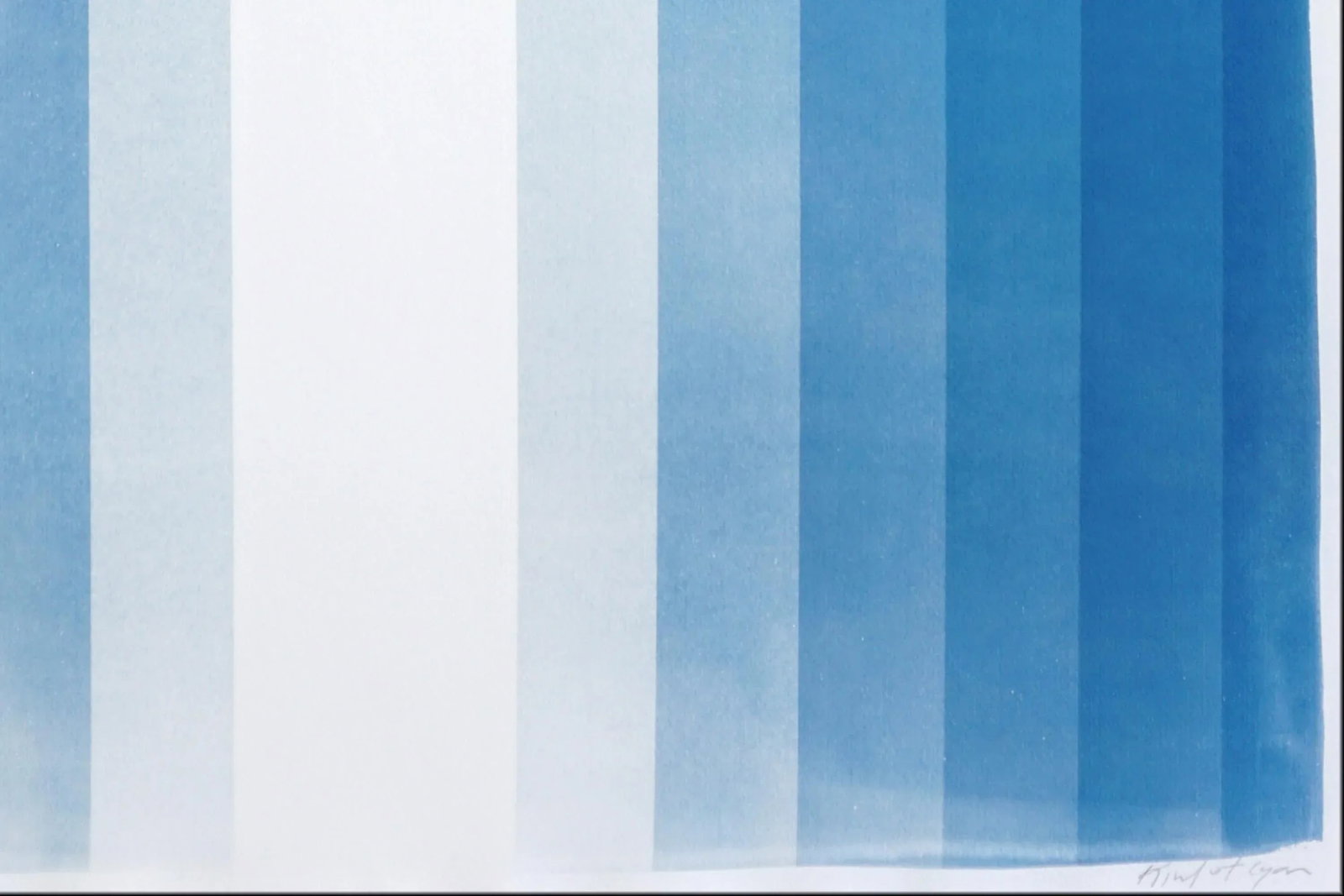 2025, Abstract Geometric, Large Diptych in Indigo Blue, Double Portal, Handmade Unique Monotype Cyan - 6