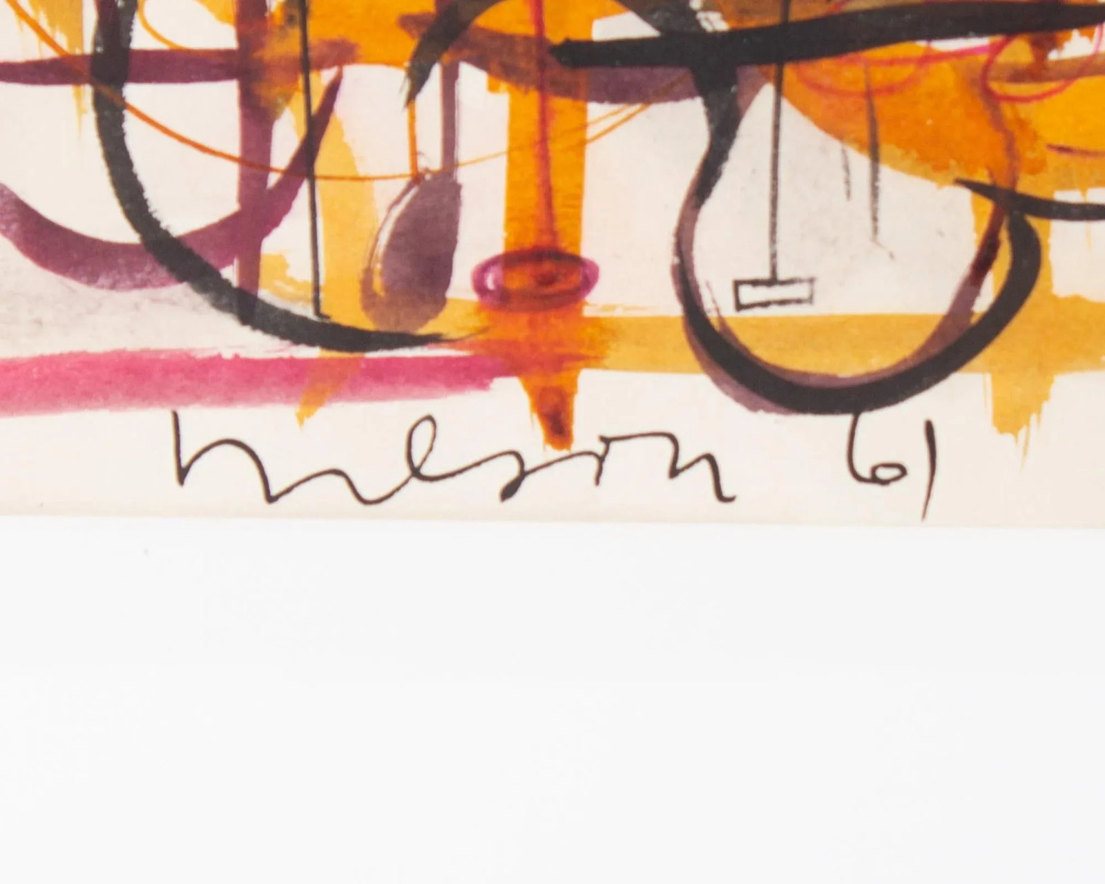 1961 Abstract Ink and Watercolor Painting by Harry Hilson - 4