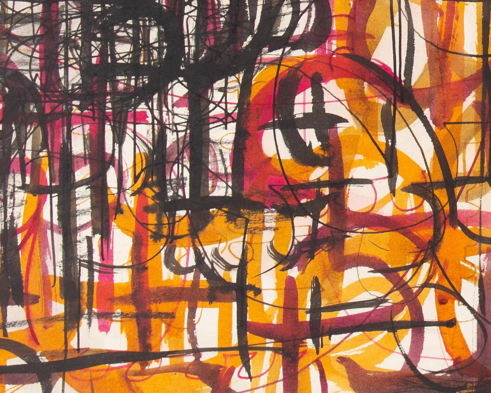 1961 Abstract Ink and Watercolor Painting by Harry Hilson - 5