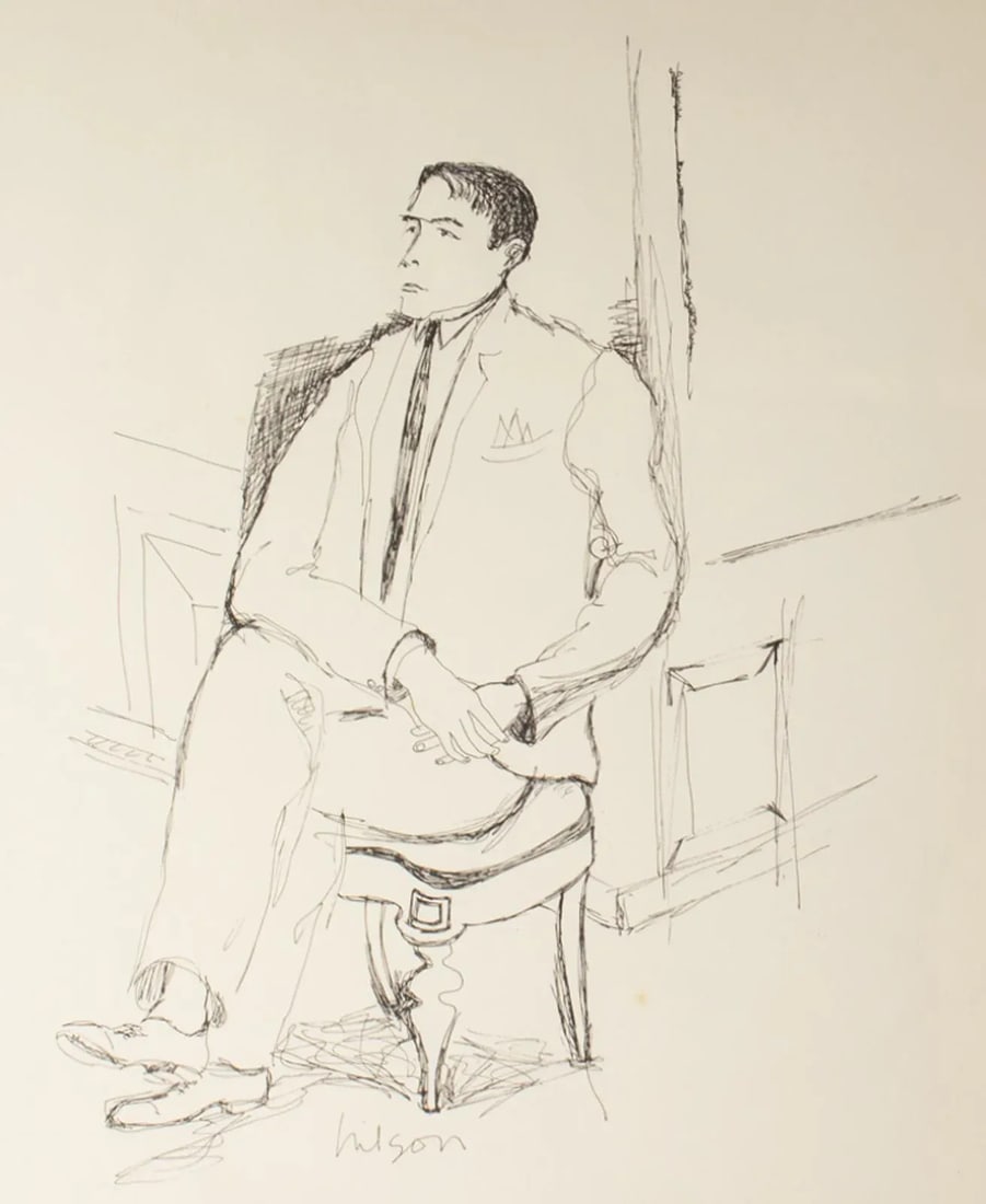 1960s Ink Portrait Drawing of Seated Man by Harry Hilson - 2