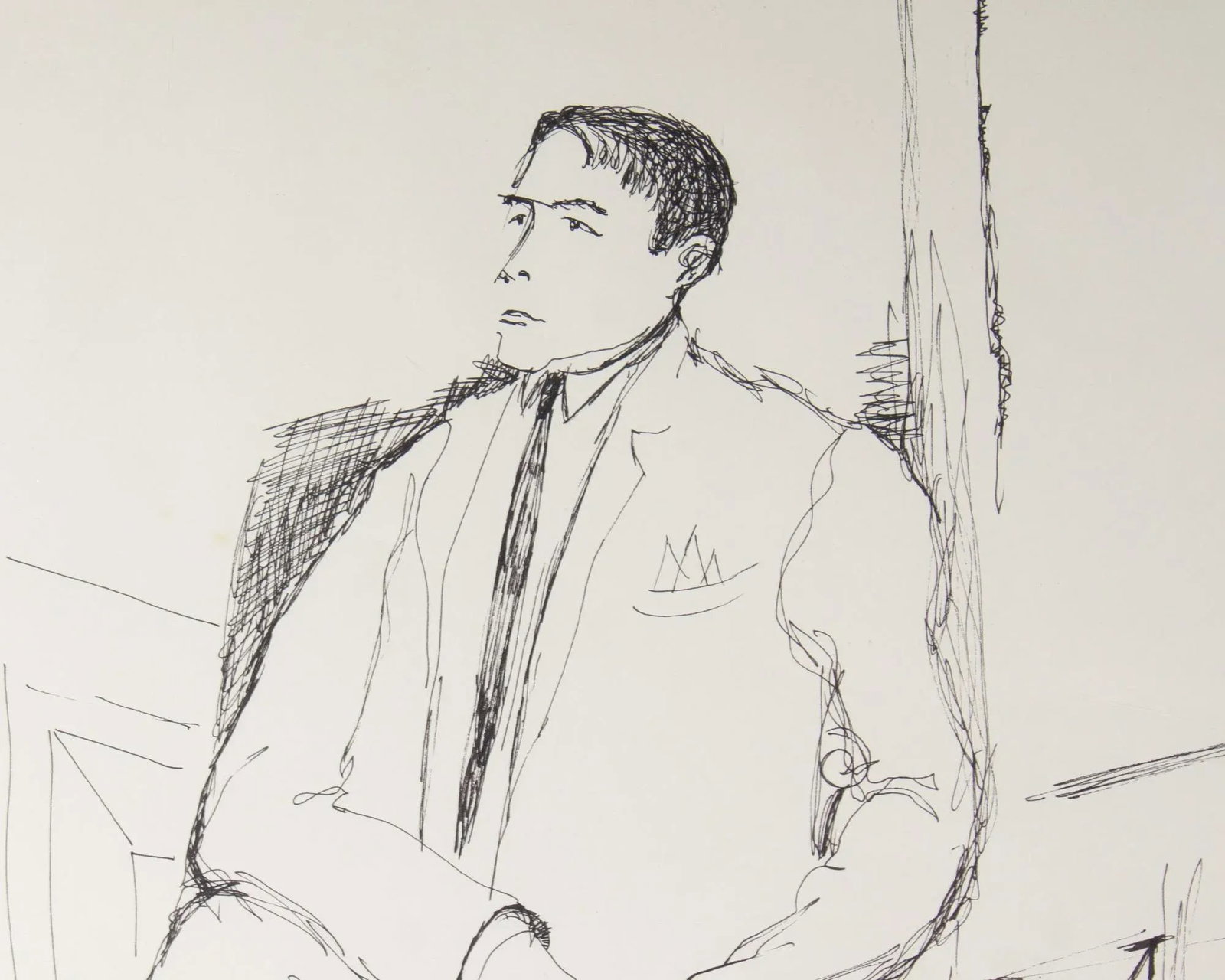 1960s Ink Portrait Drawing of Seated Man by Harry Hilson - 5